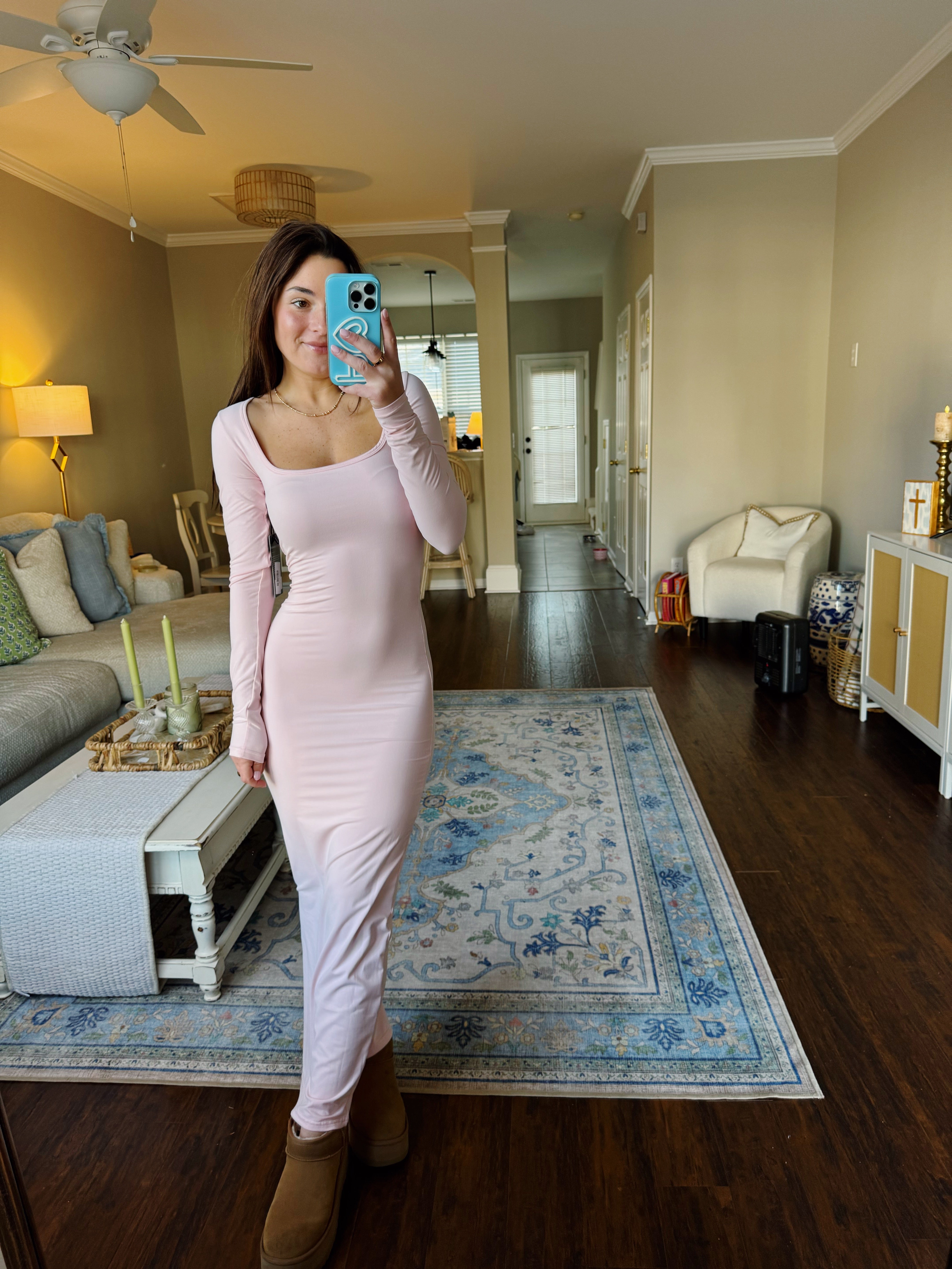 Once In A Lifetime Soft Knit Maxi Dress - Pink