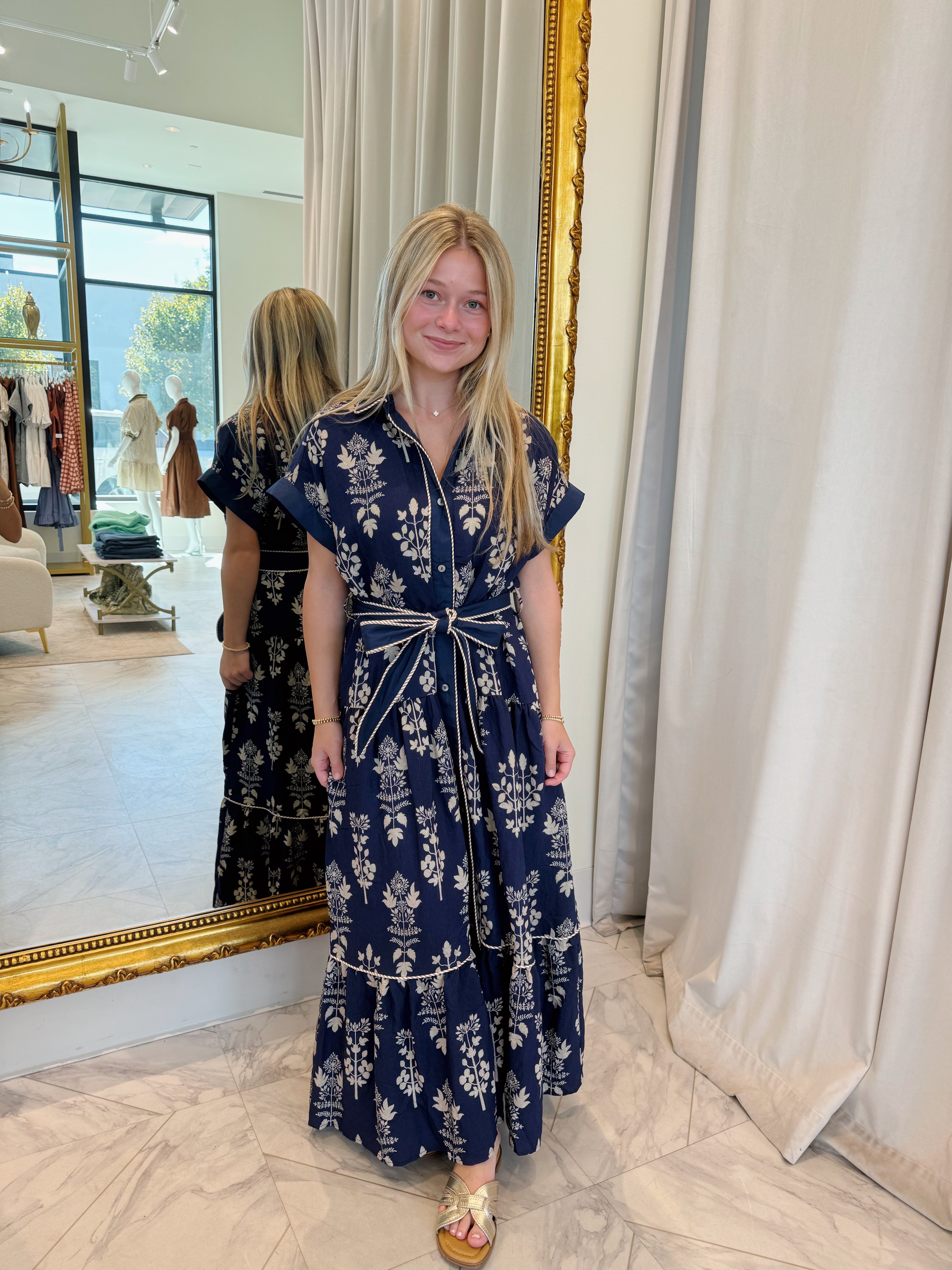 Lynne Midi Dress - Navy Floral