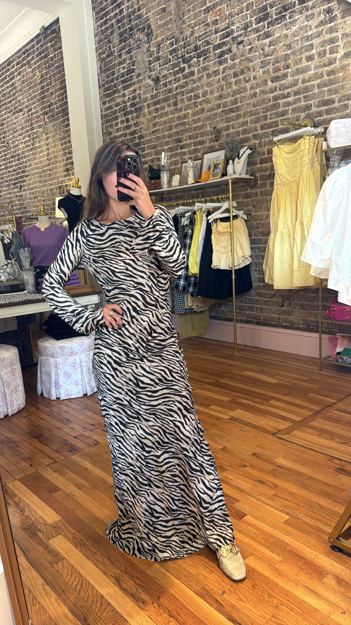 Georgie Satin Maxi Dress - Zebra