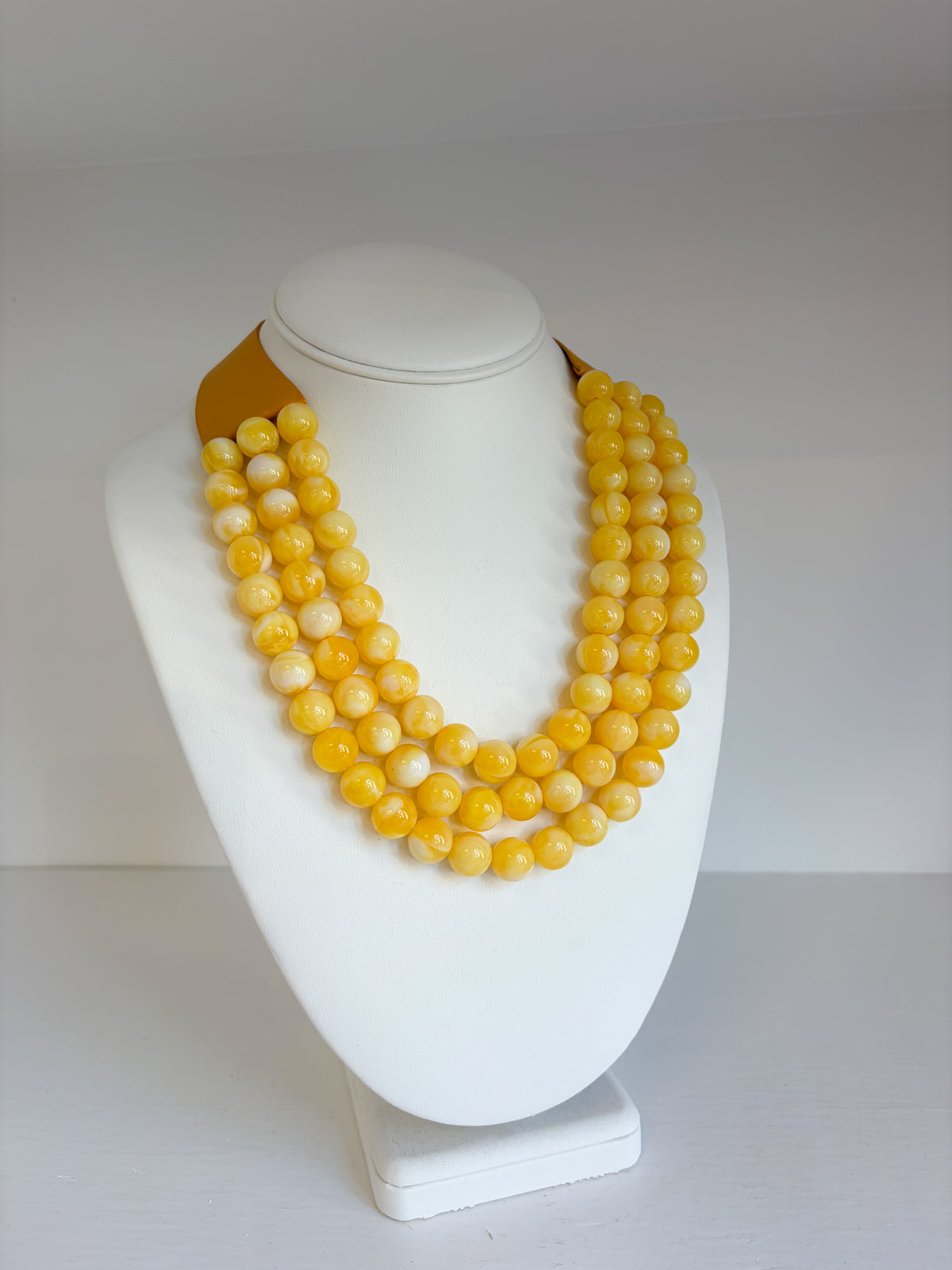 Layered Bead Necklace with Magnetic Clasp - Yellow