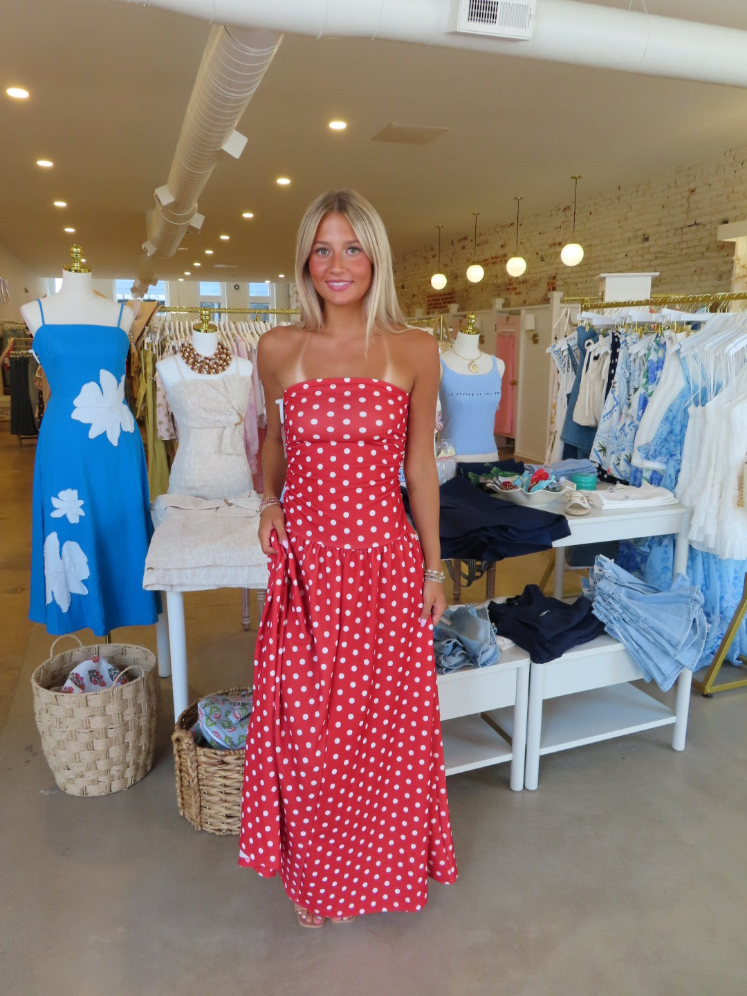 Lana Maxi Dress - Red Polka Dot