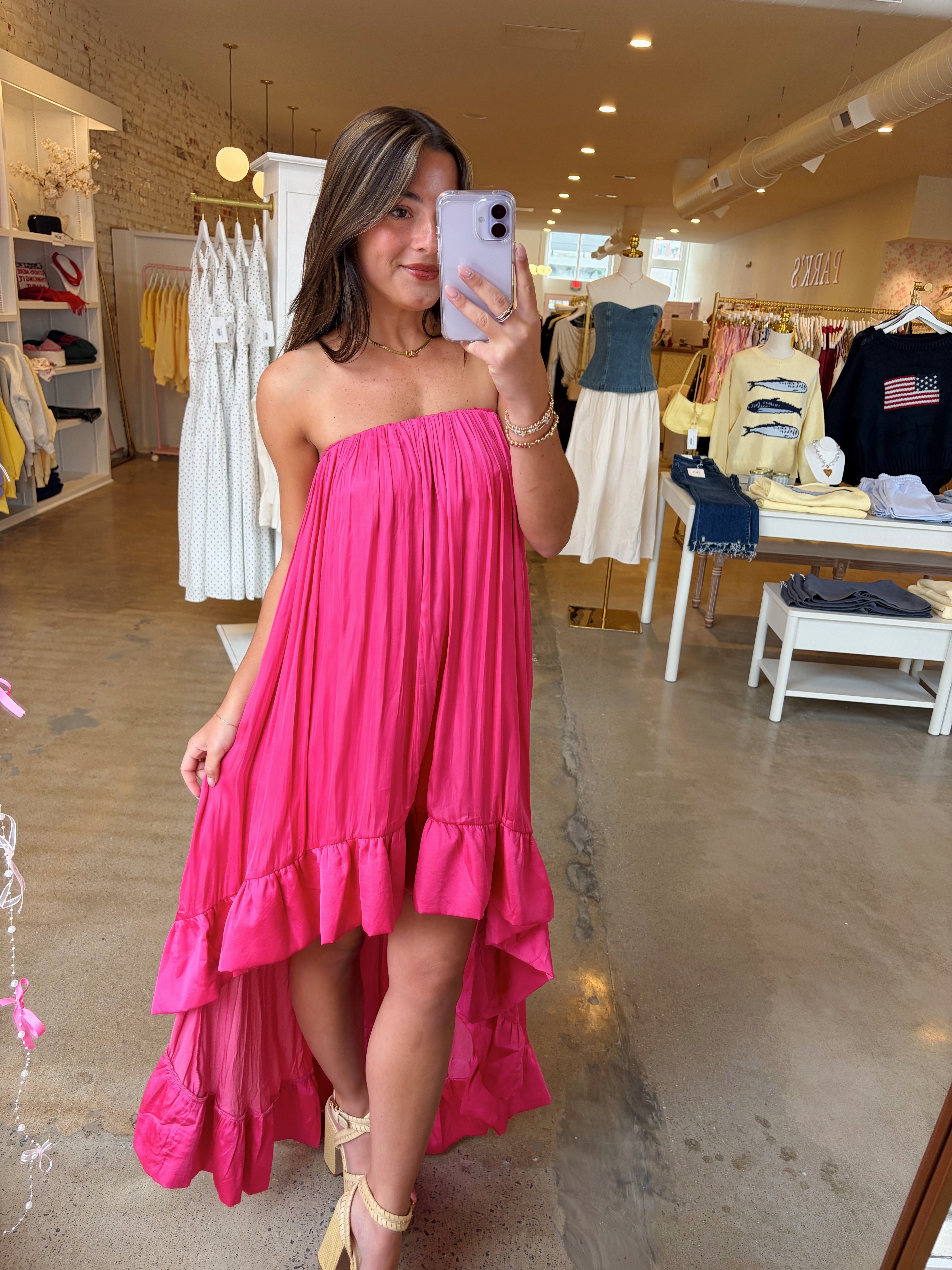 Valerie High Low Dress - Hot Pink