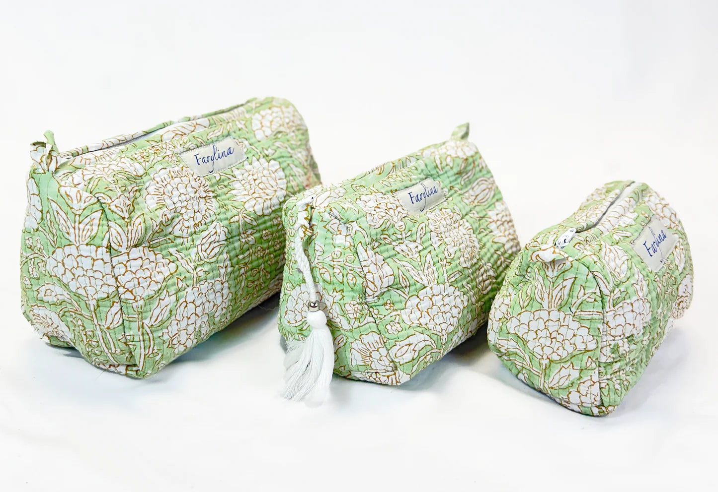 Lizzie Quilted Pouch - Sage Green