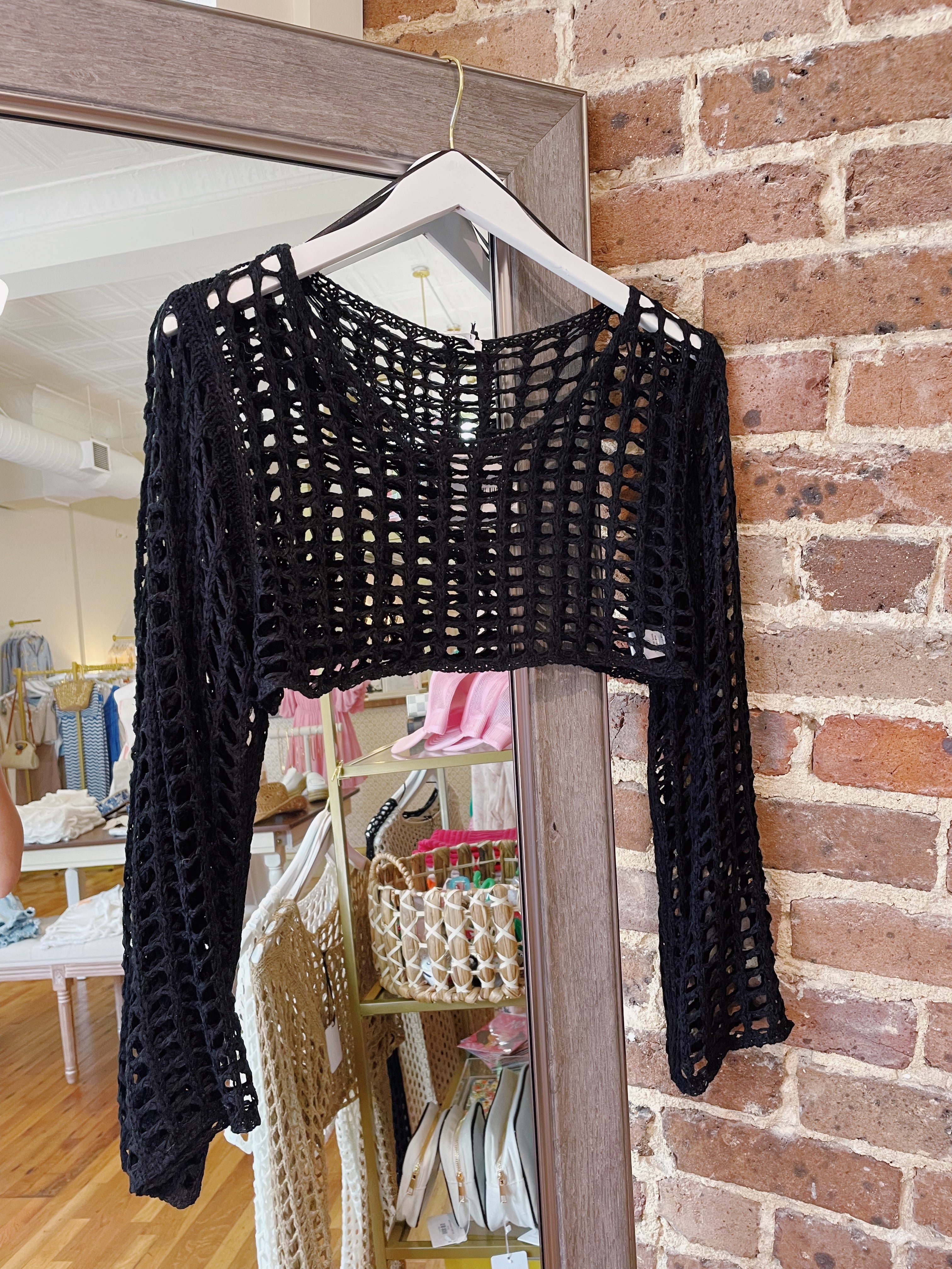 Coast To Coast Crochet Net Top - Black