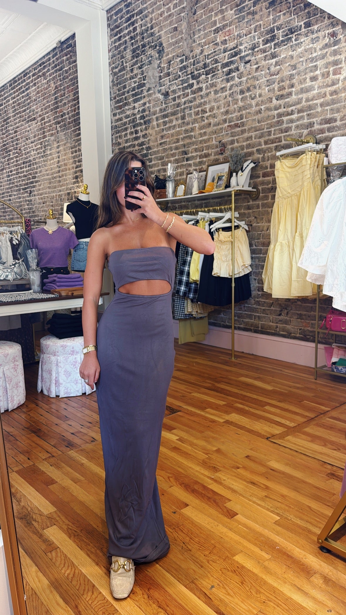 Betsy Cut Out Maxi Dress - Grey