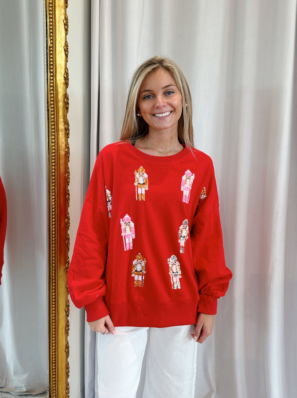 Christmas Nutcracker Oversized Pullover - Red