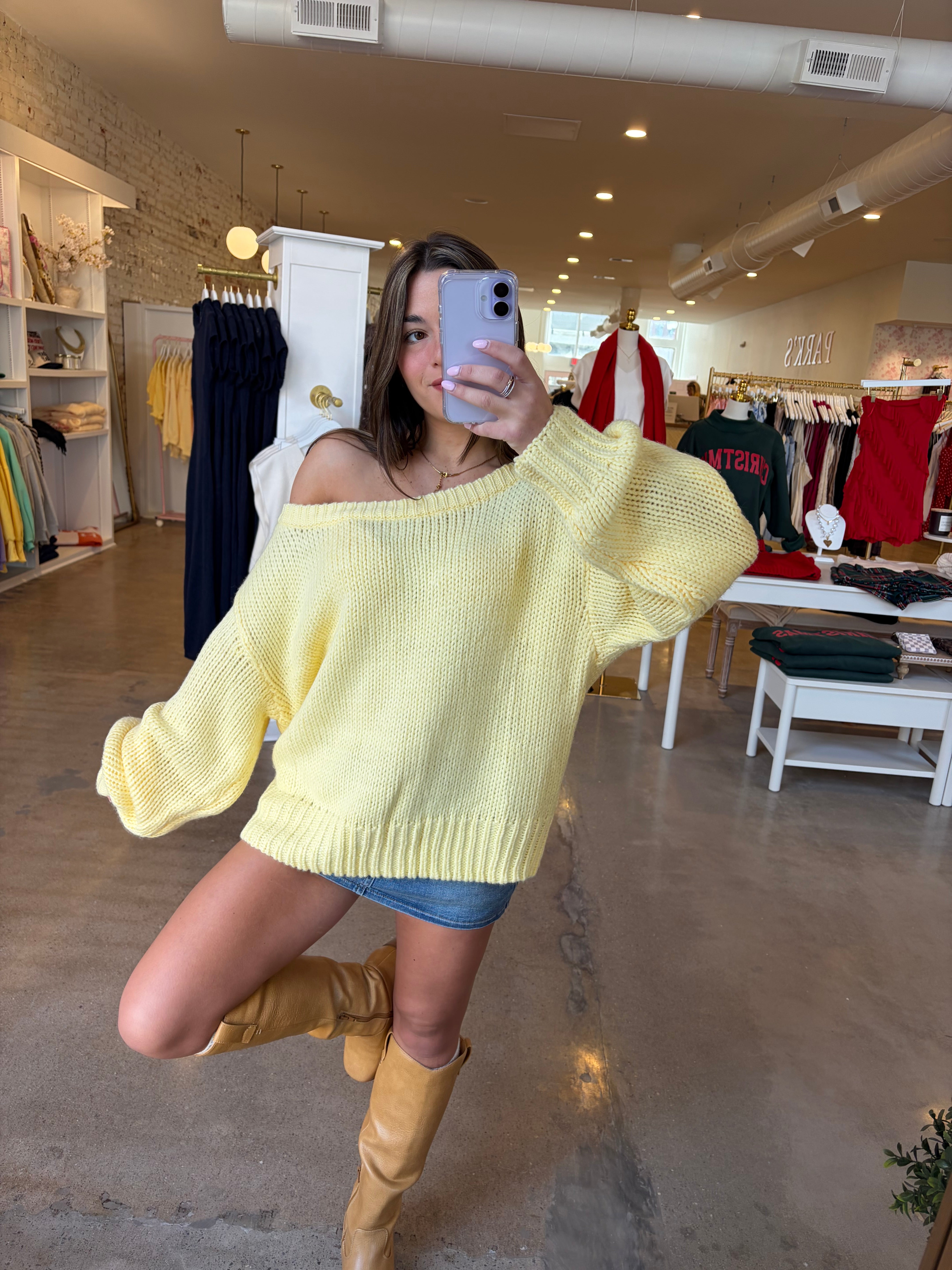 Rory Oversized Off The Shoulder Sweater - Butter