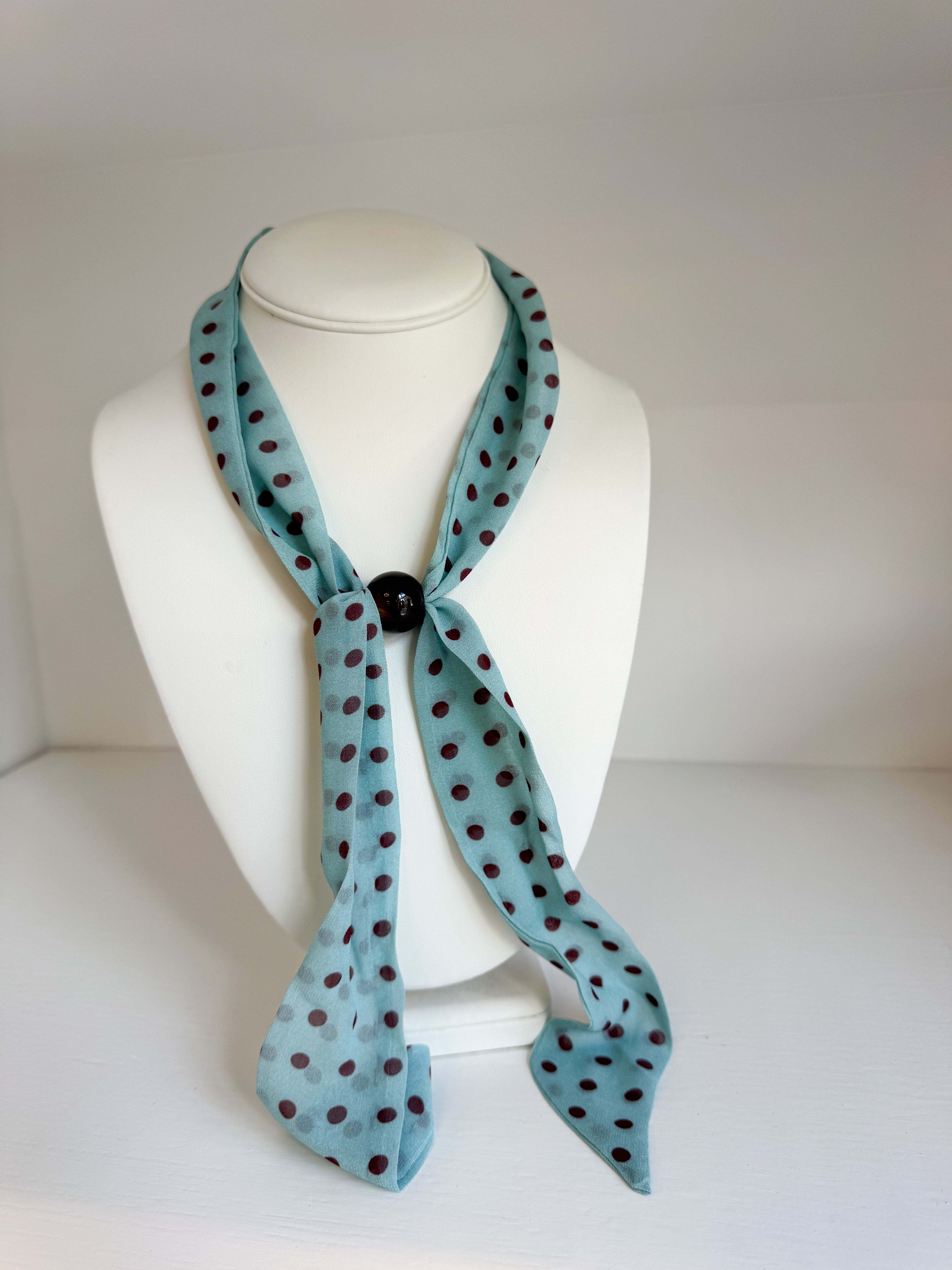 Polka Dot Adjustible Necklace Scarf - 2 Colors