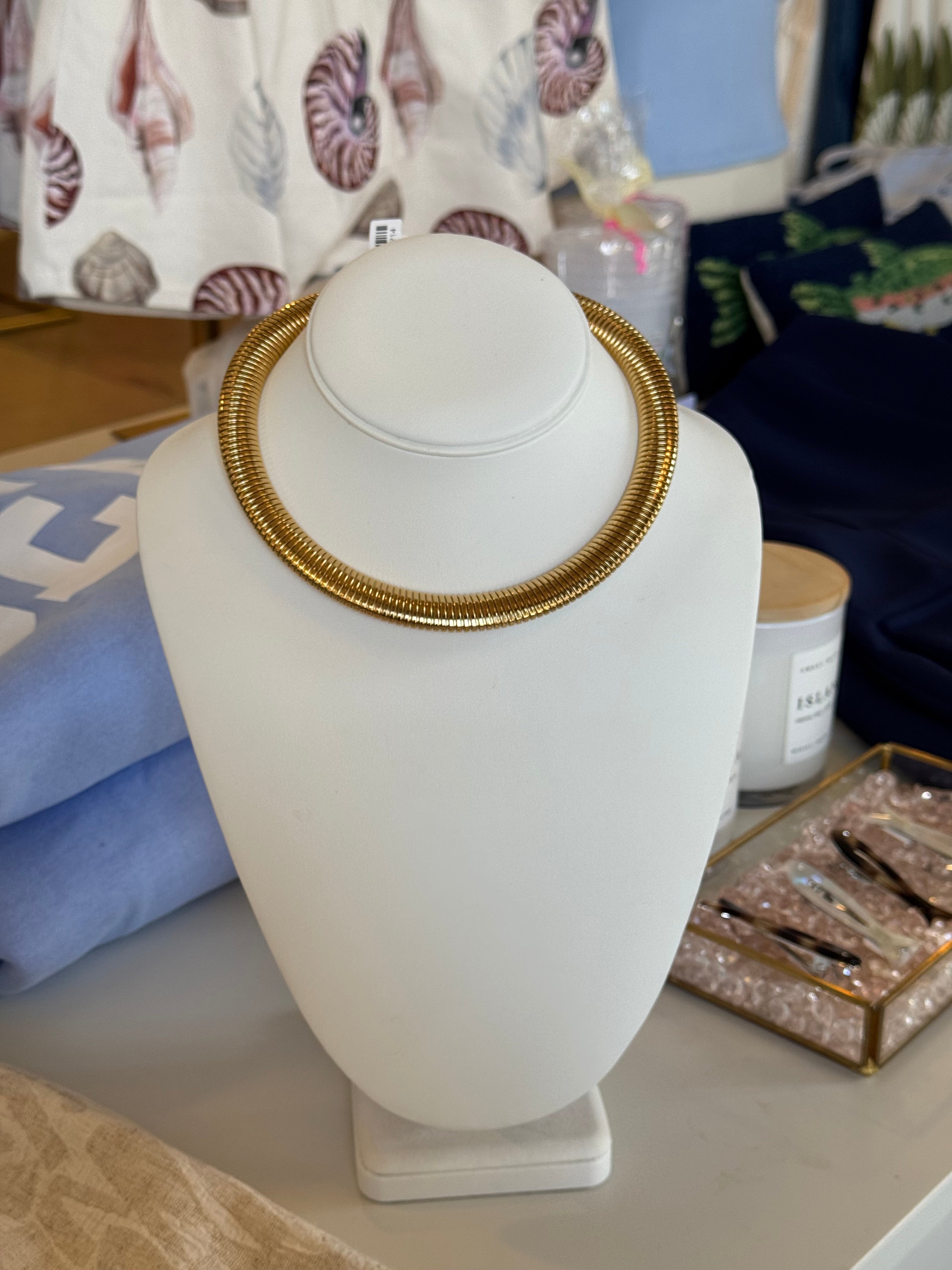 Gold Herringbone Choker Necklace