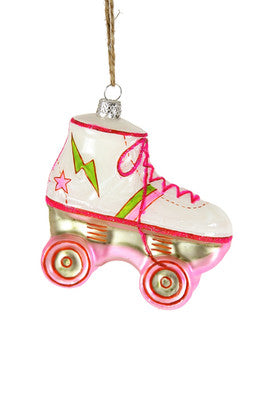 Pink Roller Skate Glass Ornament