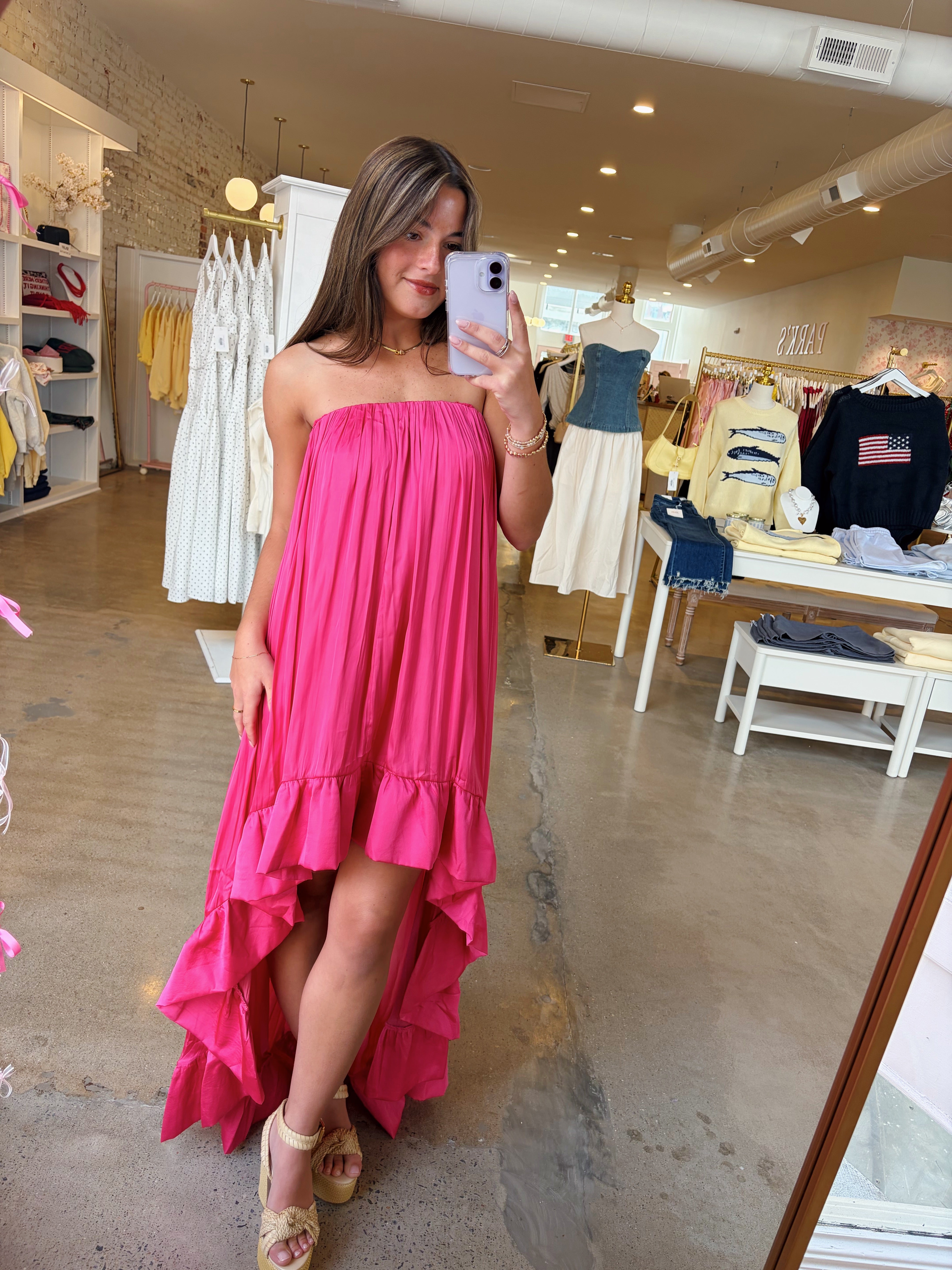 Valerie High Low Dress - Hot Pink