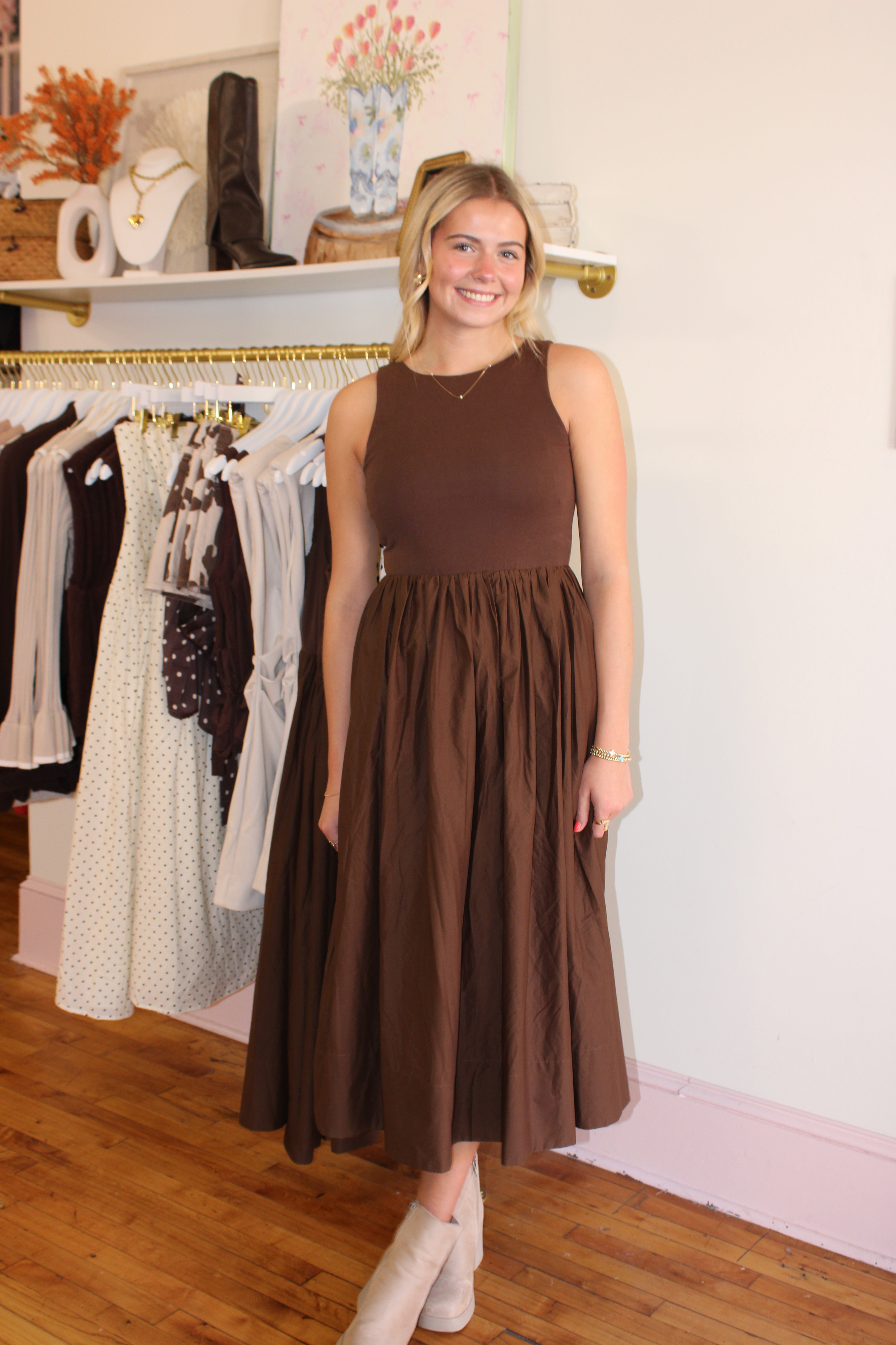 Samantha Midi Dress - Brown