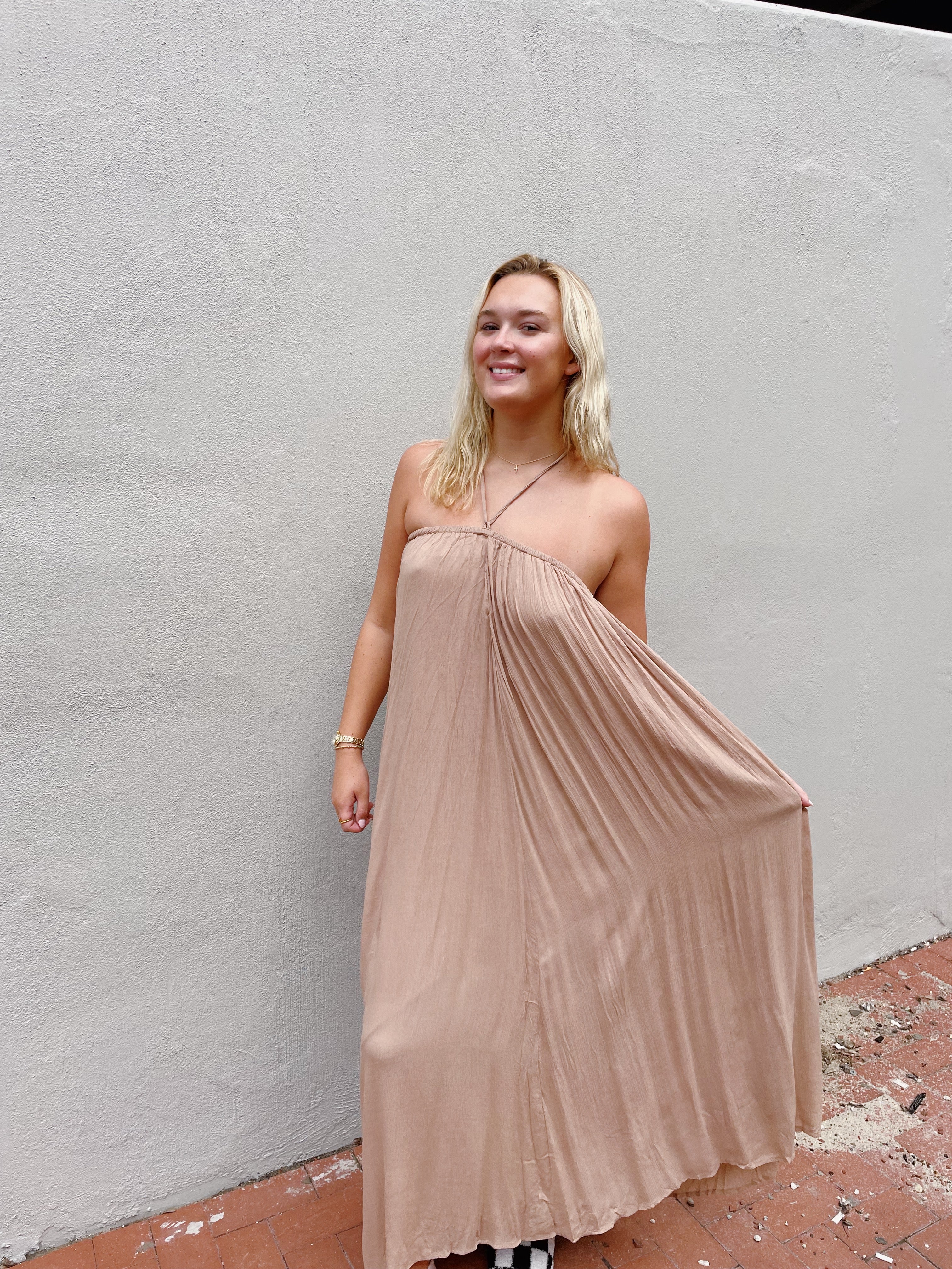 Lustful Feelings Maxi Dress - Sand