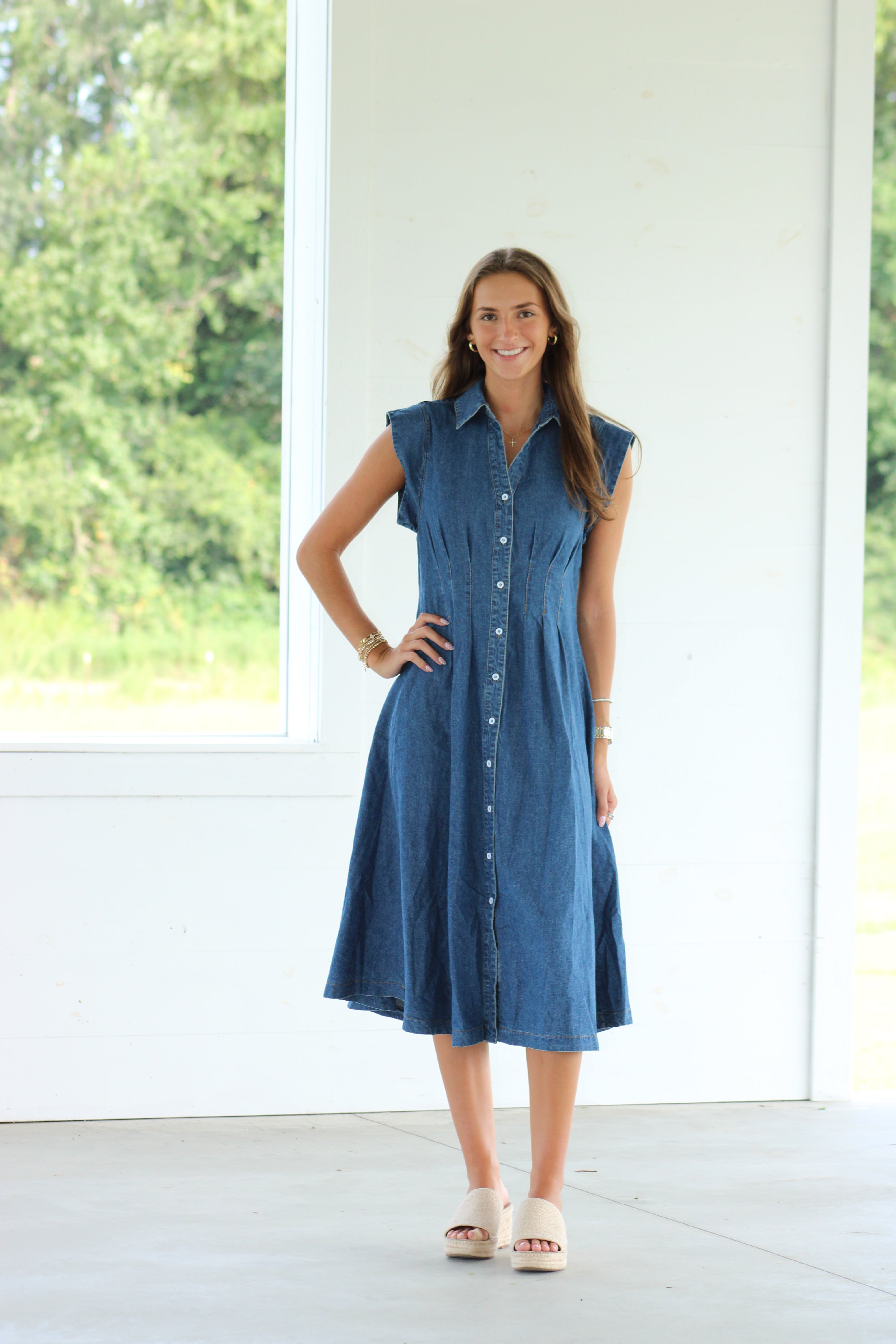 Ruthy Midi Denim Dress - Dark Wash