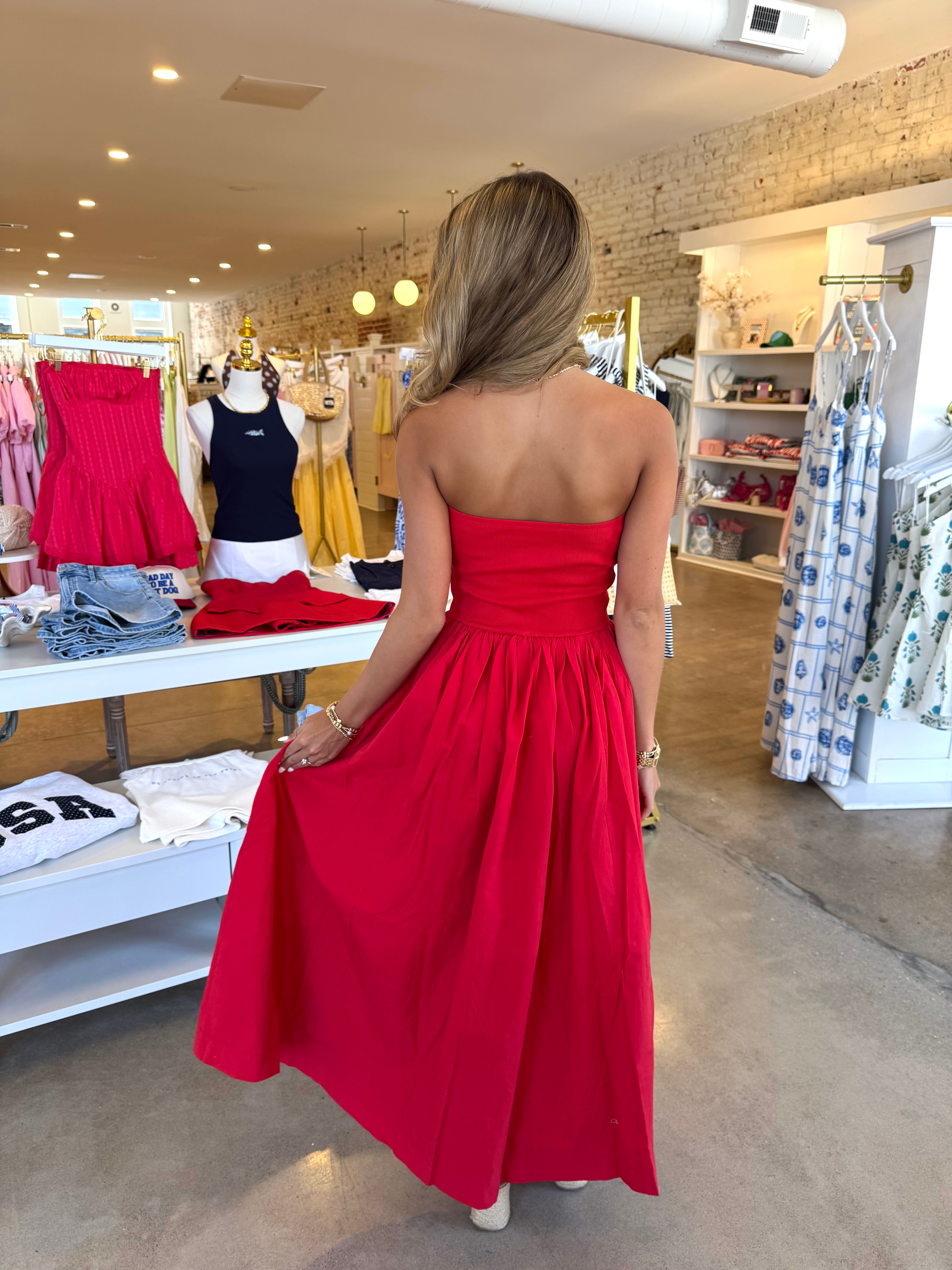 Macy Midi Dress - Red