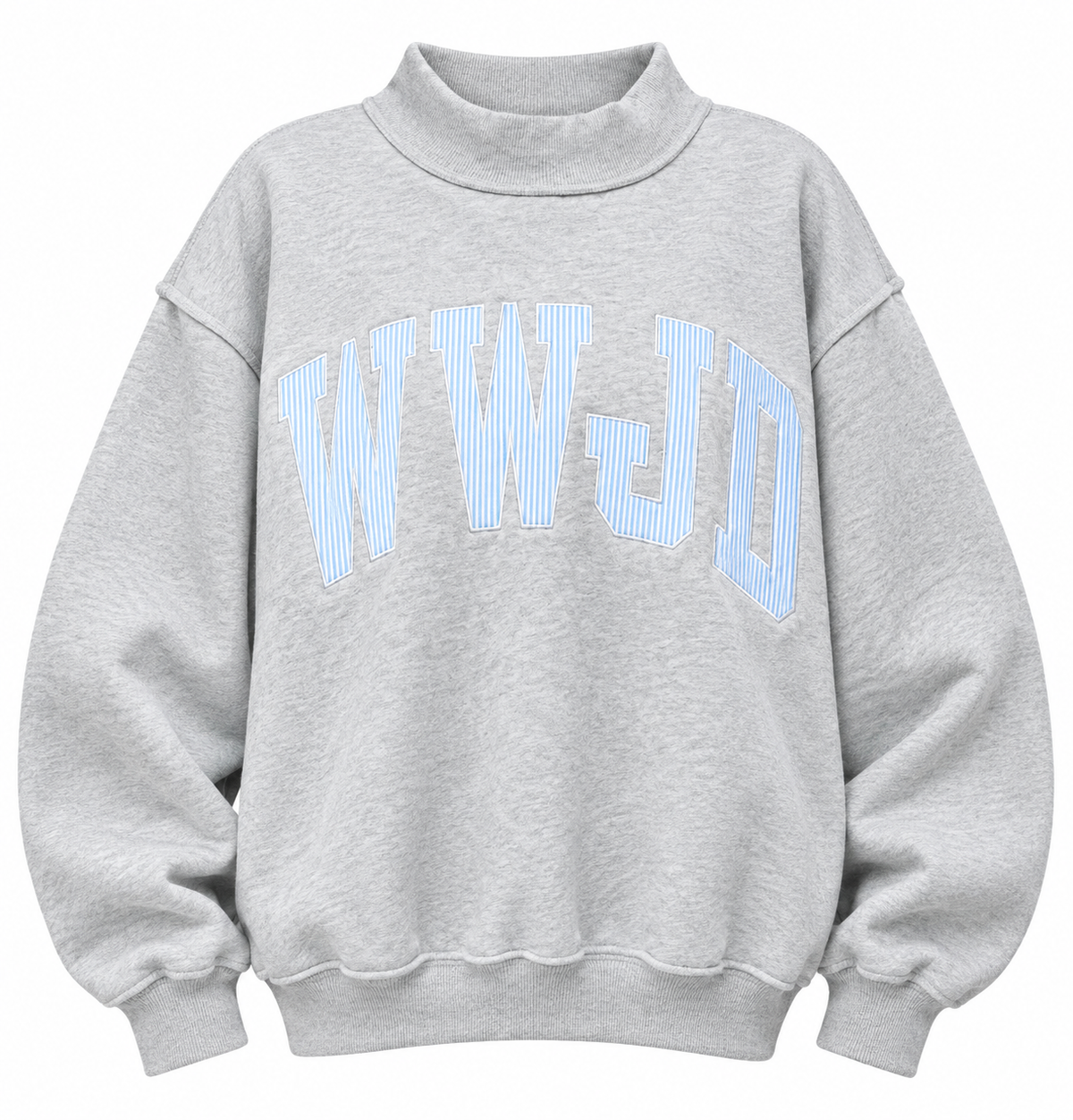WWJD Mockneck - Grey/Blue Stripe