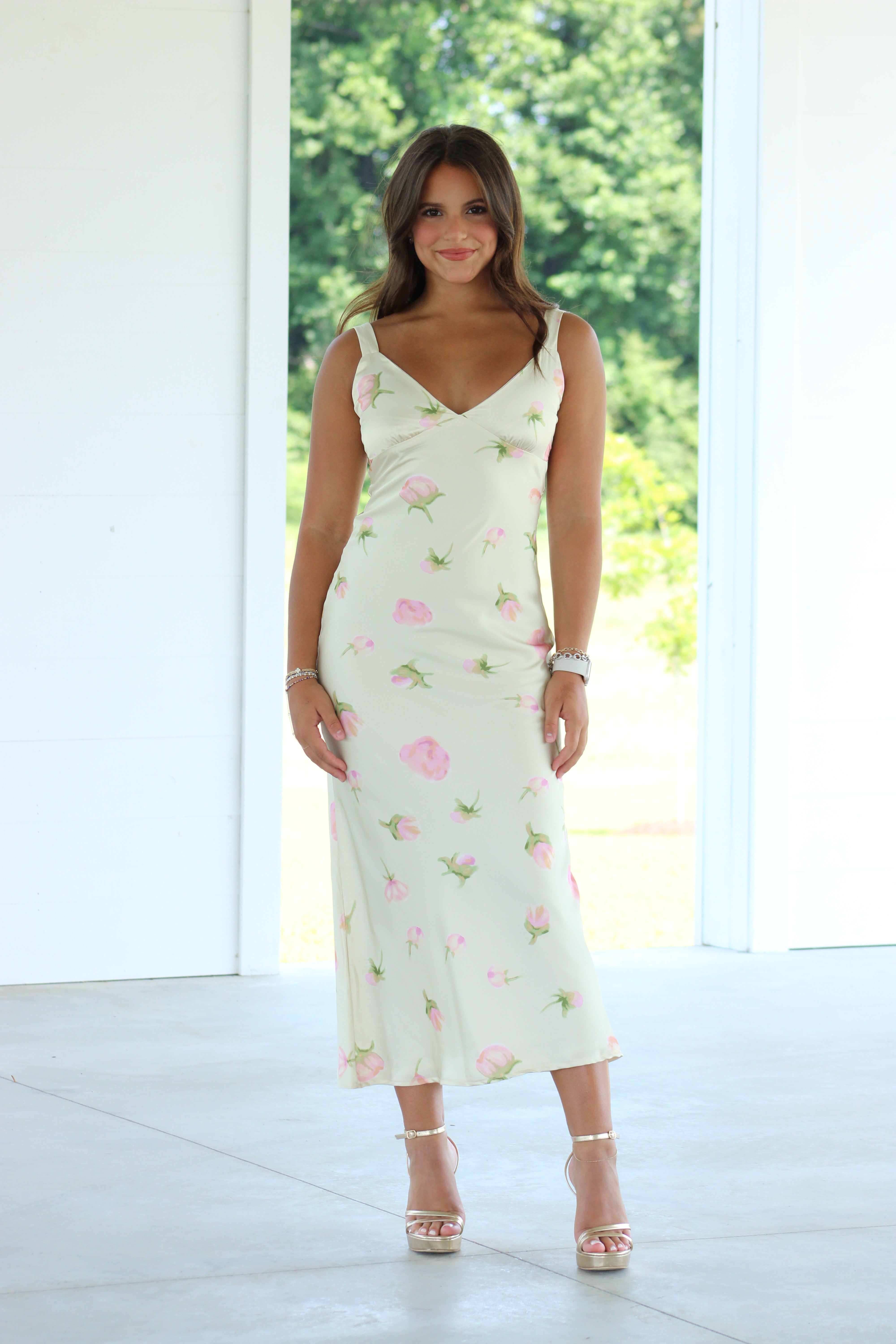 Molly Midi Dress - Cream Floral