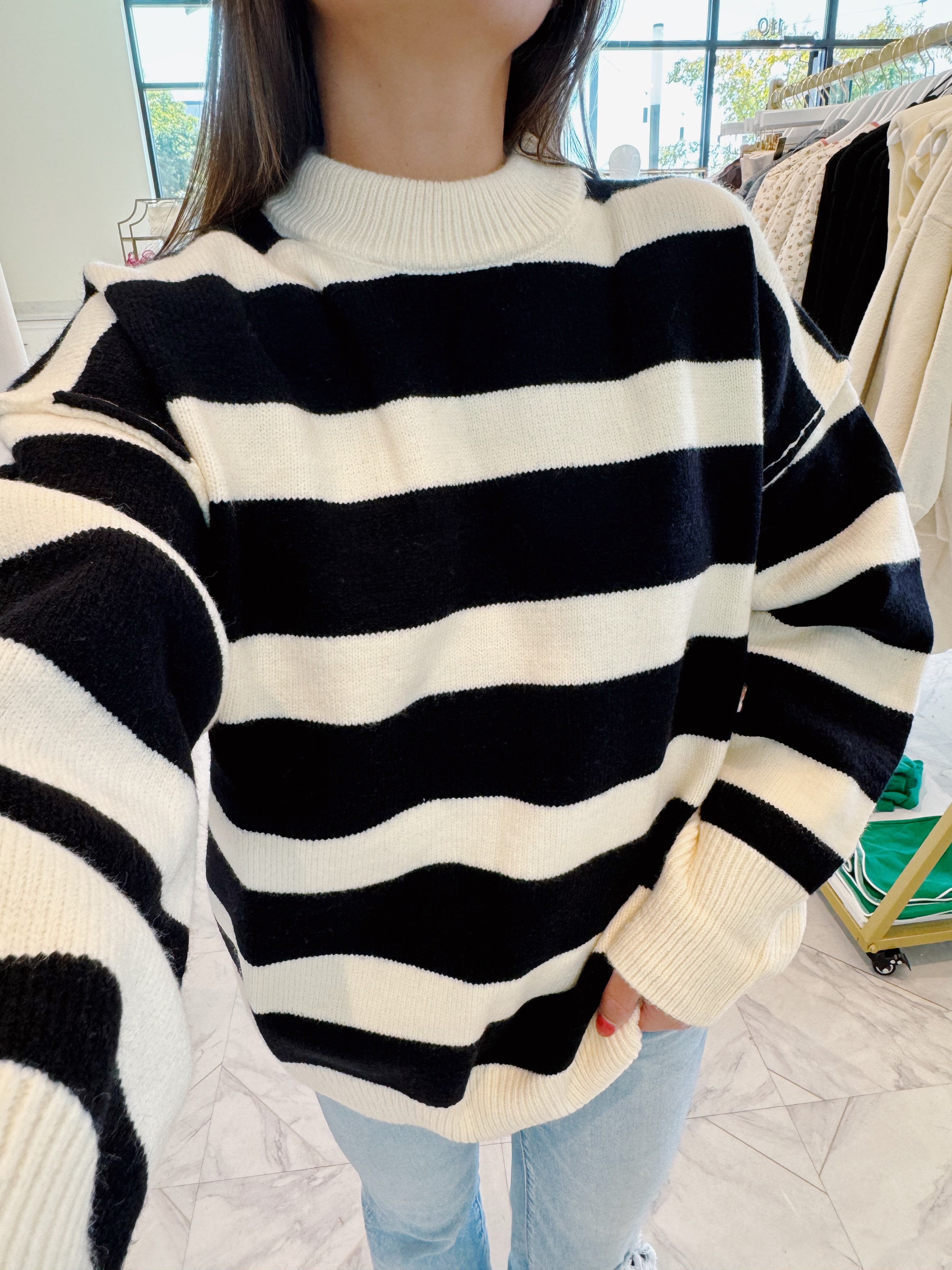 Zoe Sweater - Black & Cream