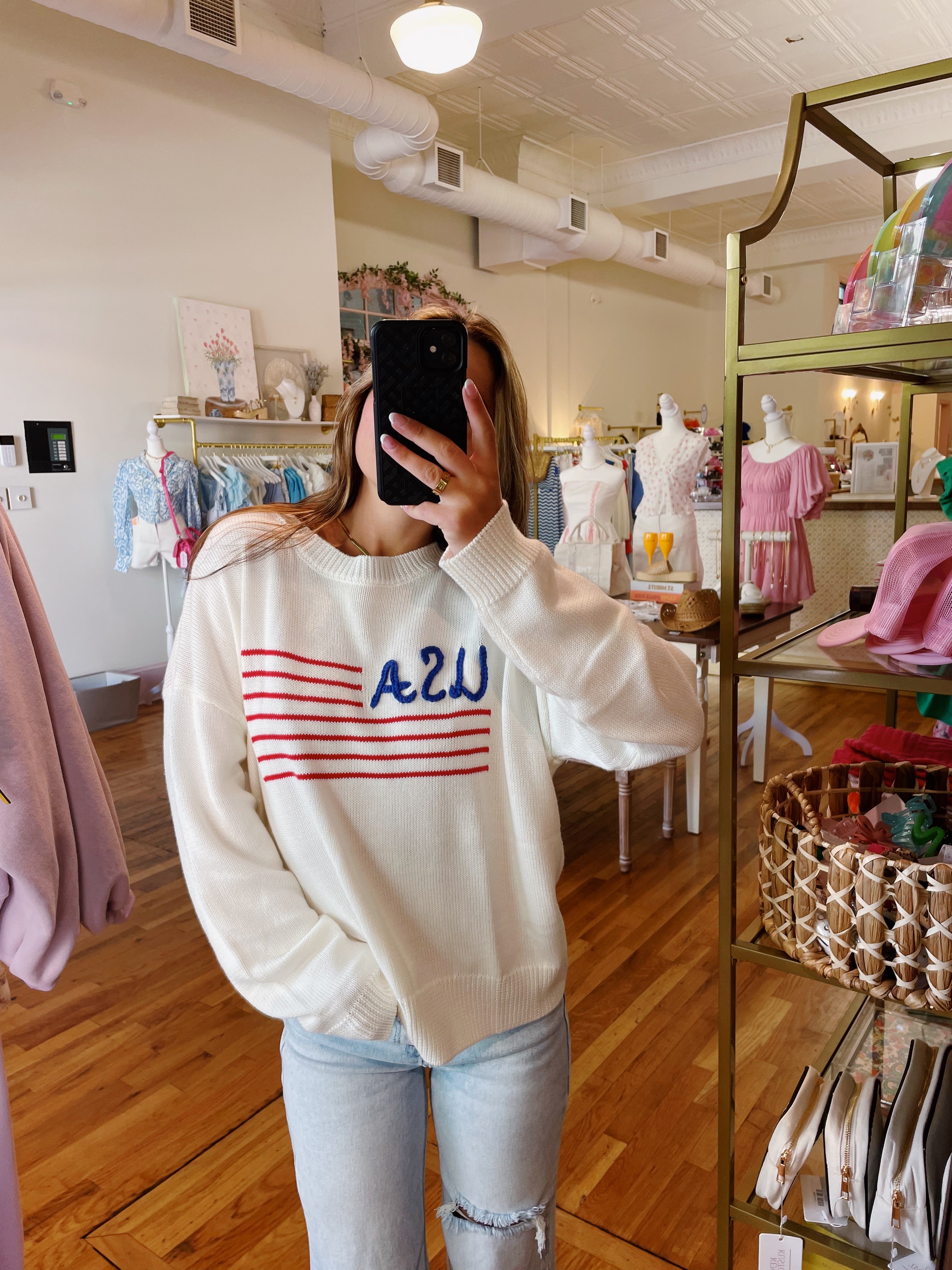 Party In The USA Sweater Top - White