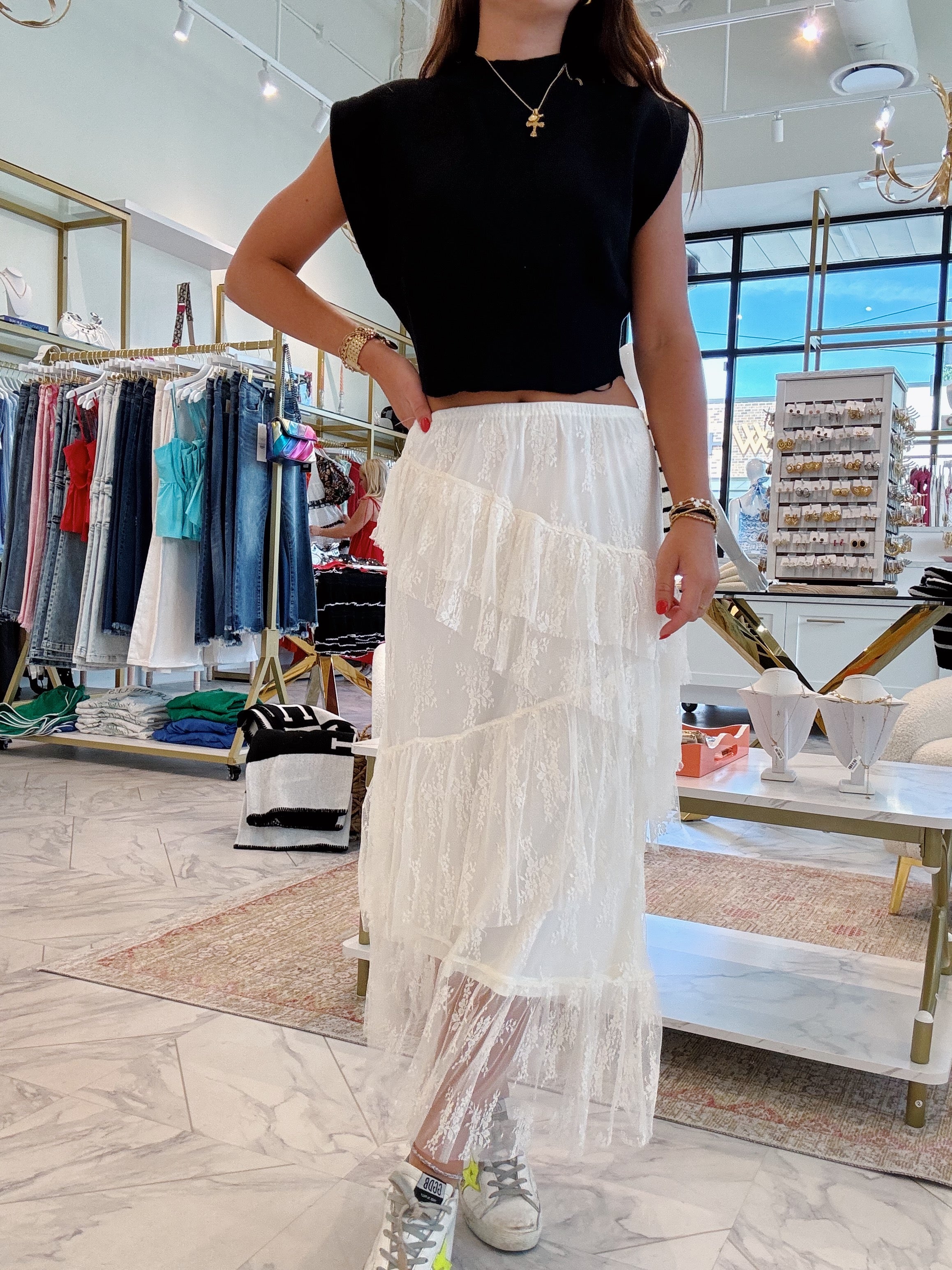 Abbe Midi Skirt - Ivory