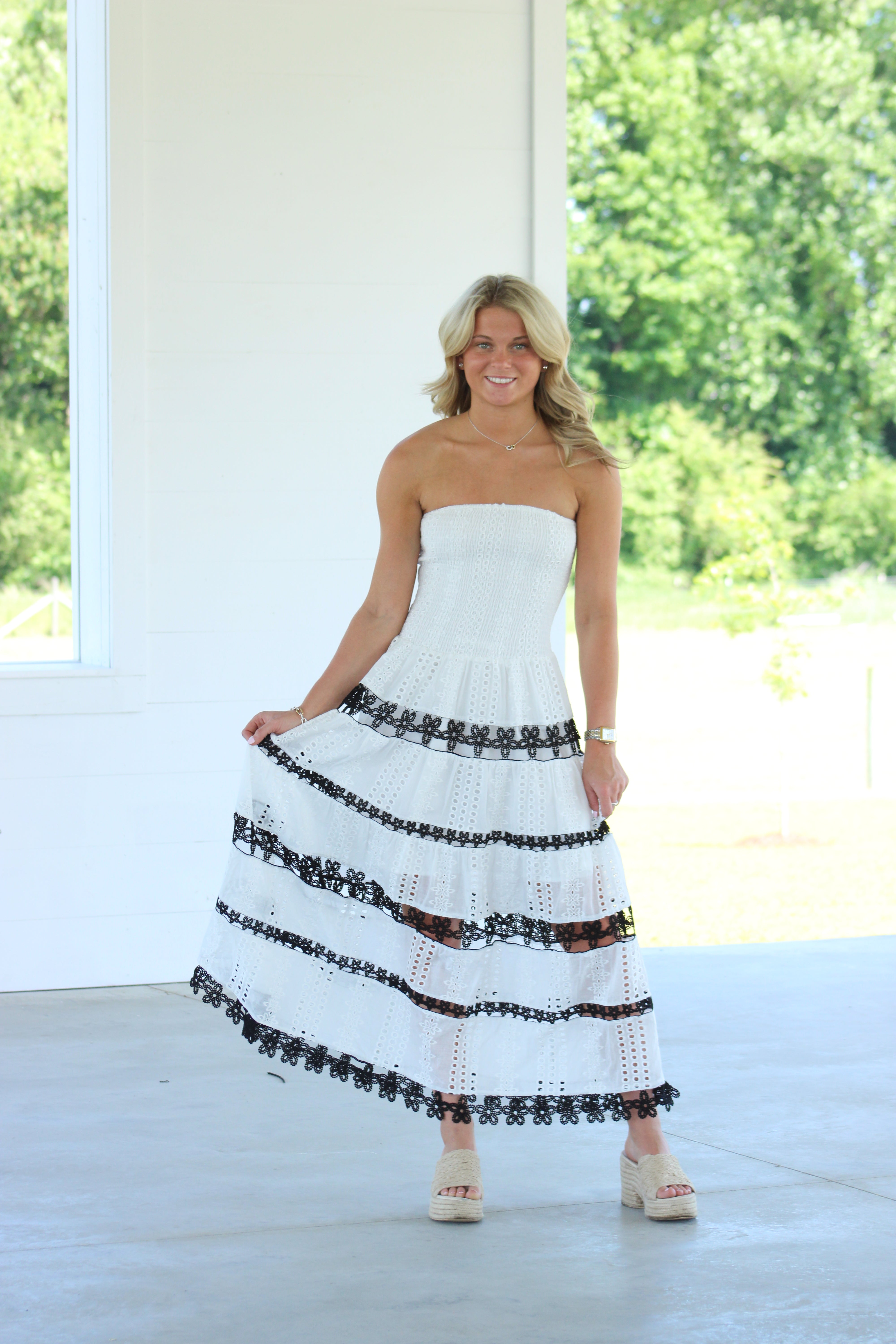 Amy Midi Dress - Black & White