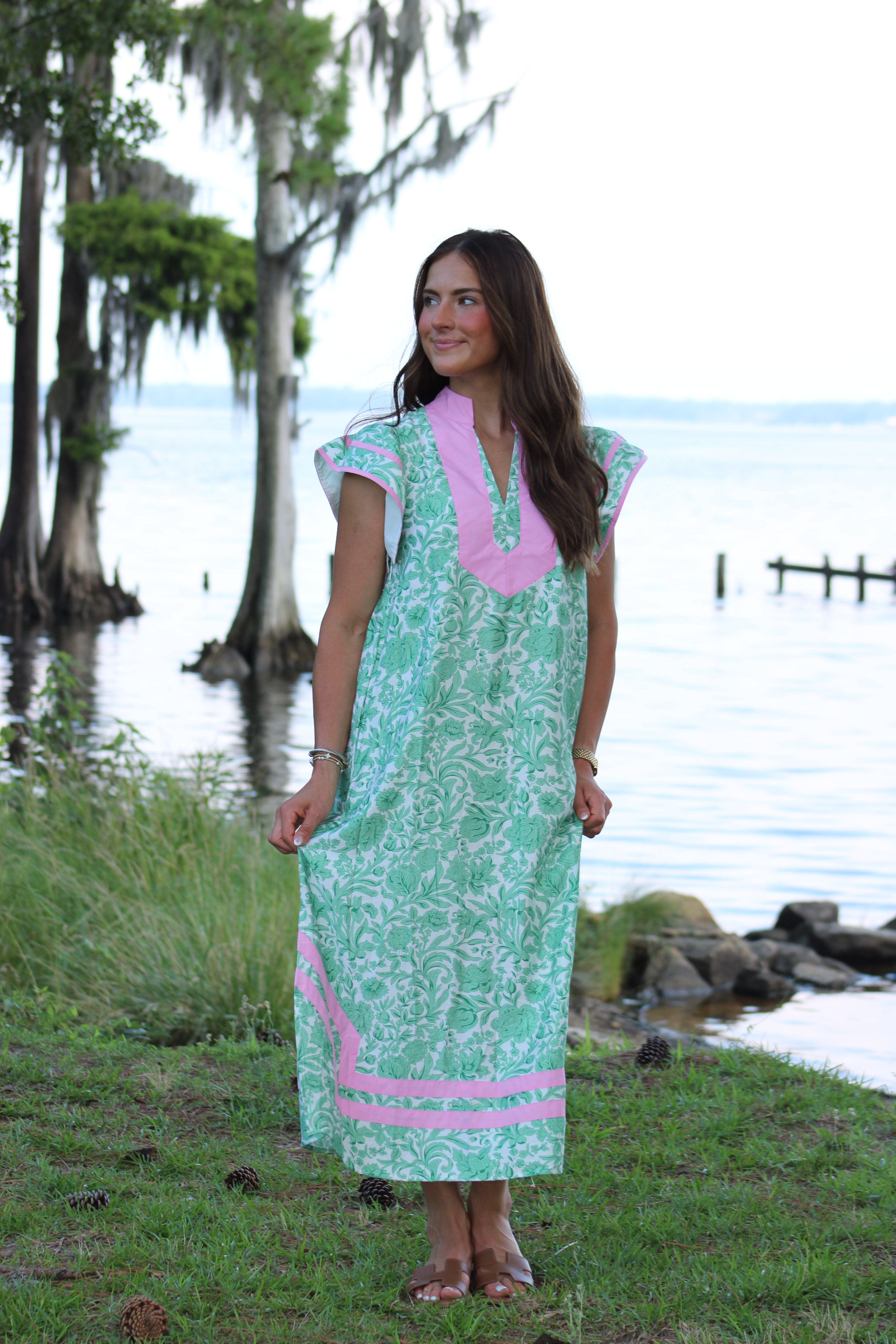 Easy Sunday Midi Dress - Pink & Green
