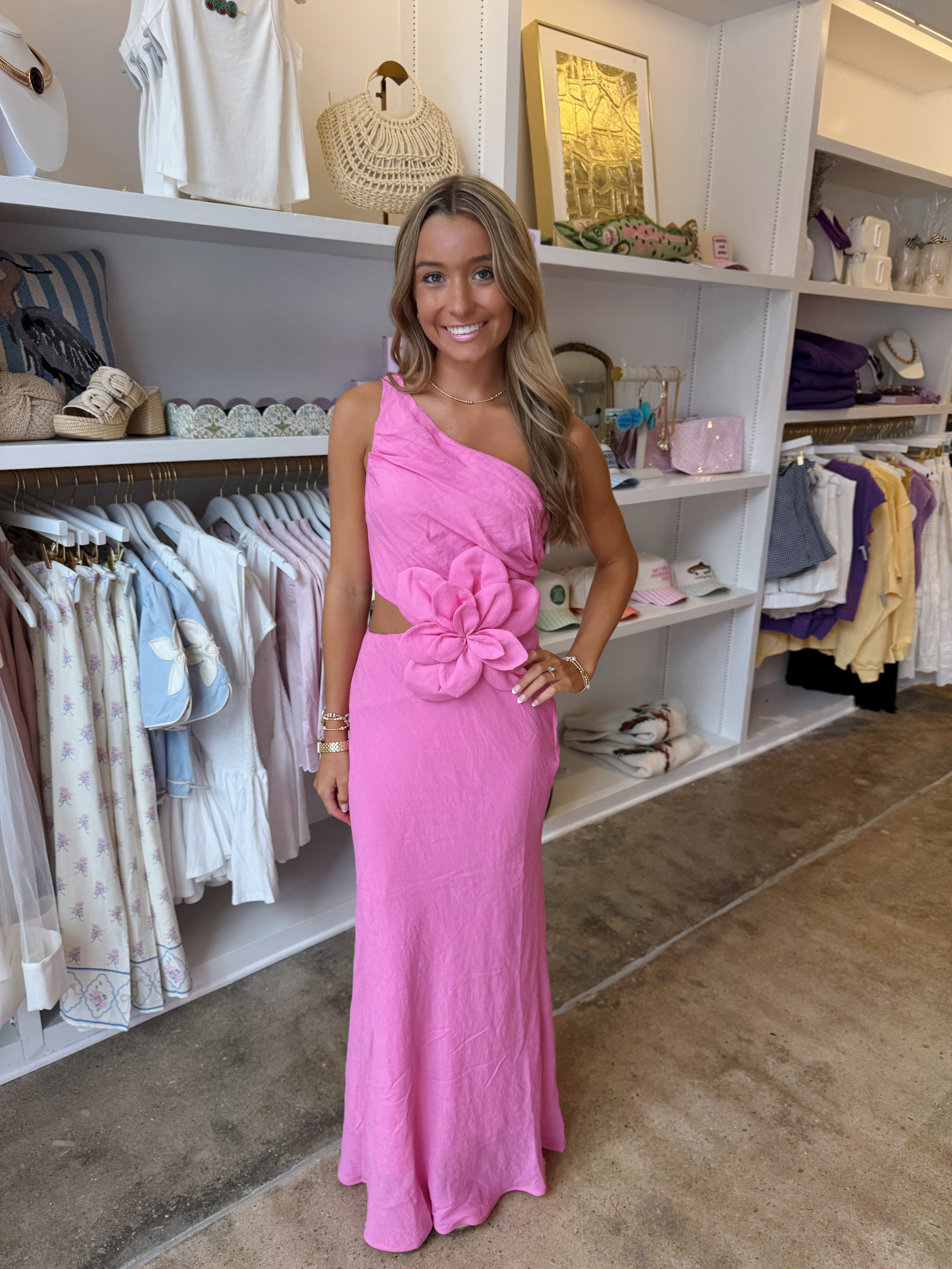 Malibu Cut Out Midi Dress - Hot Pink