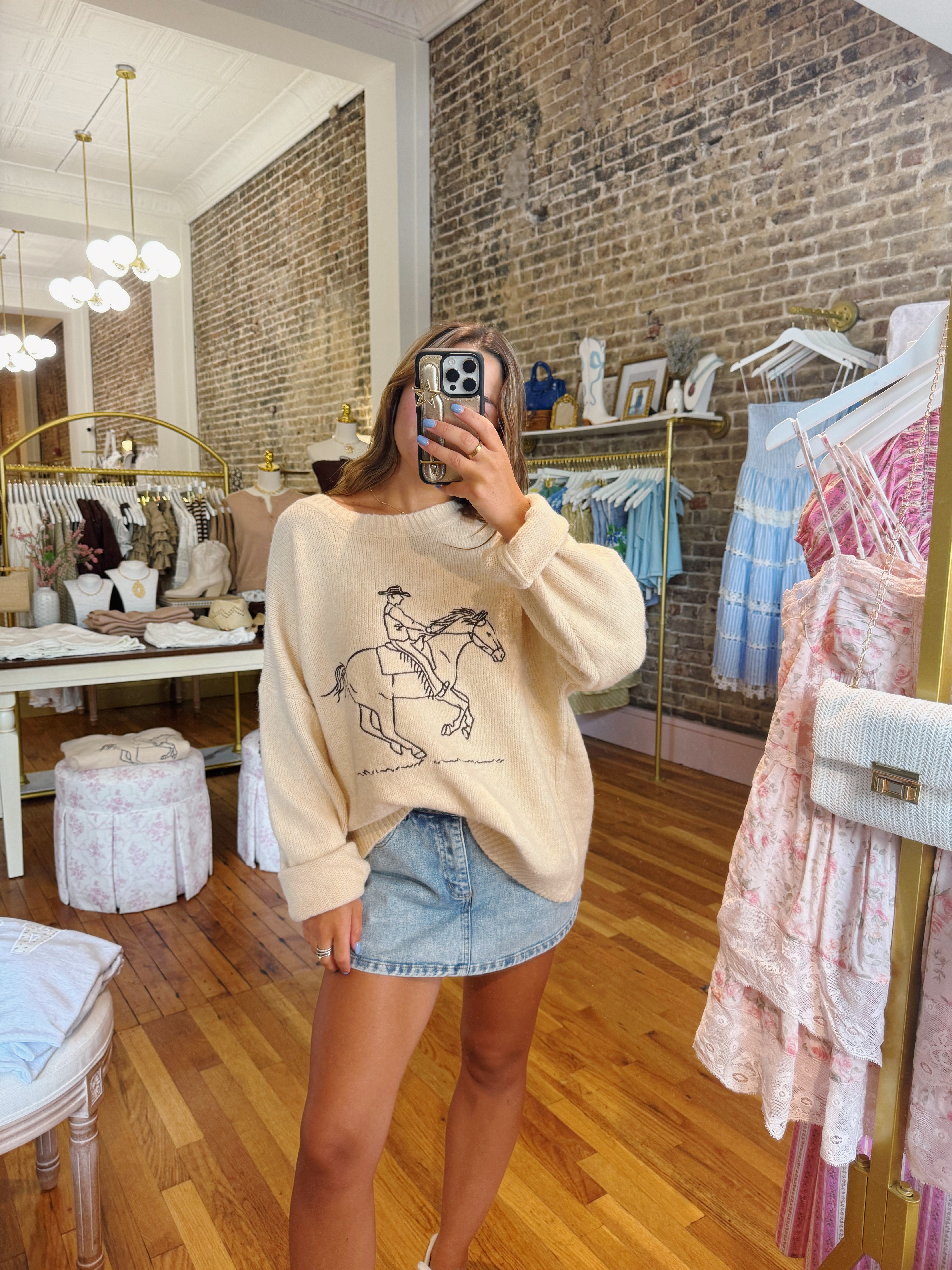 Giddy Up Lightweight Sweater - Buttercream