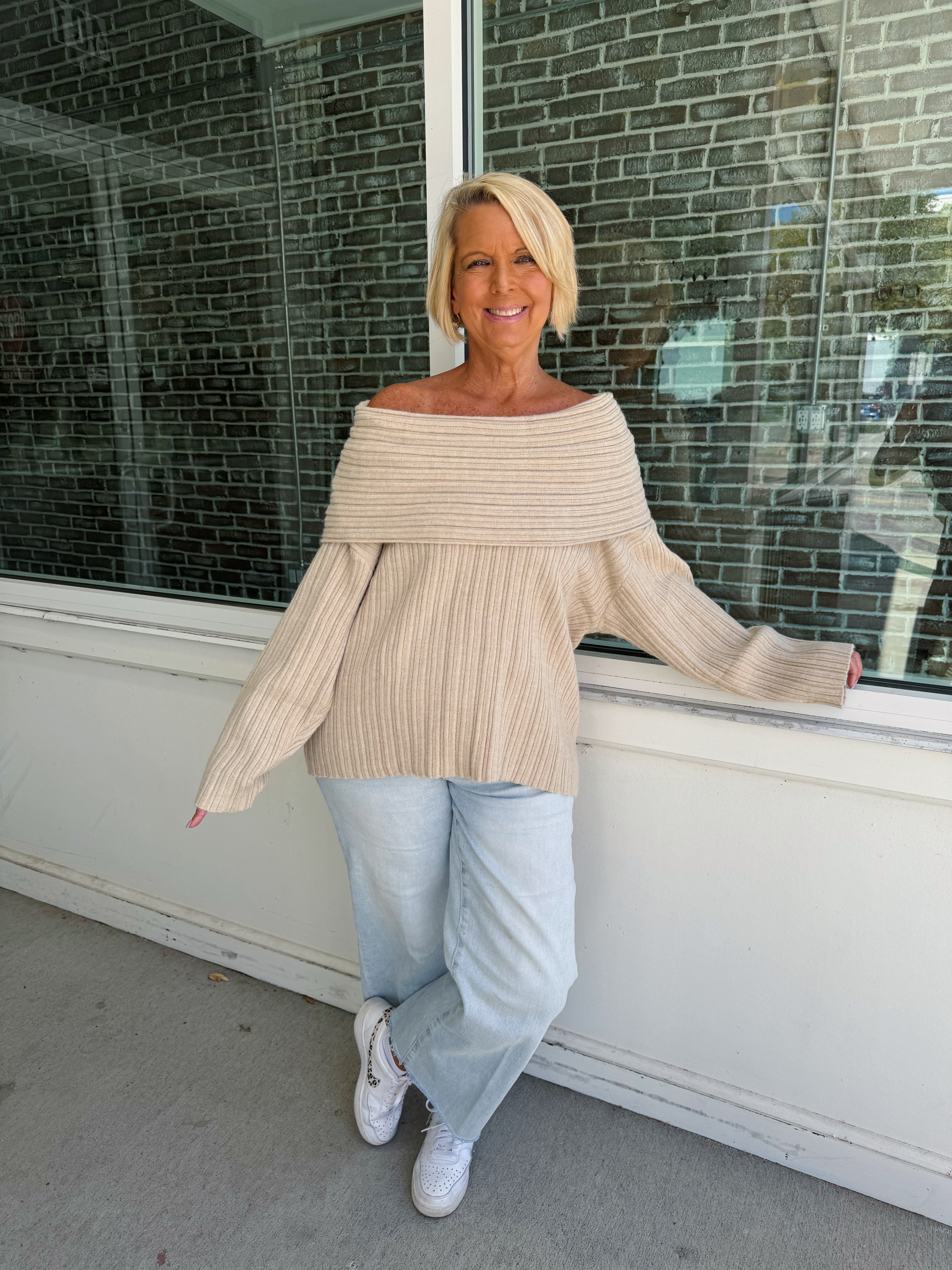 Chasing You Sweater Top - Beige