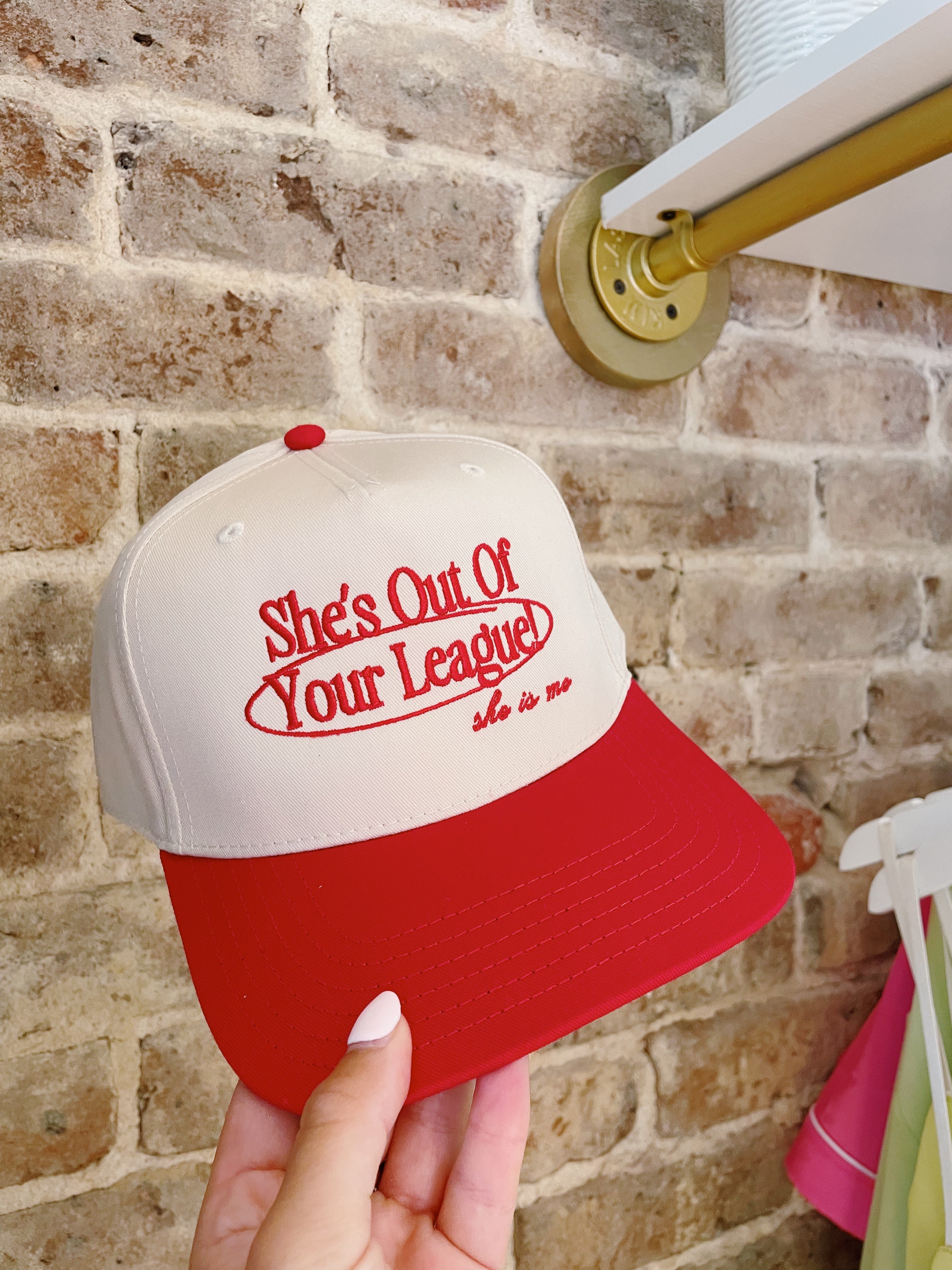 She's Out Of Your League Embroidered Hat - Red