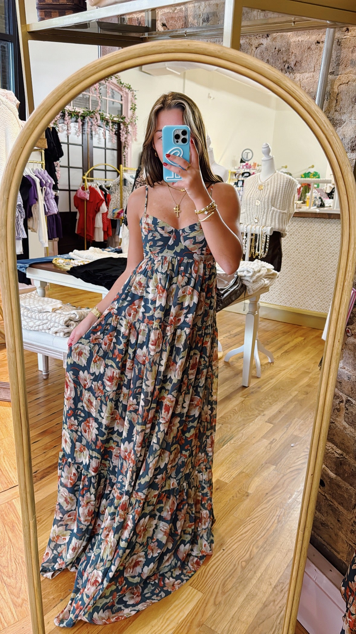 Say Anything Maxi Dress - Dark Green Floral