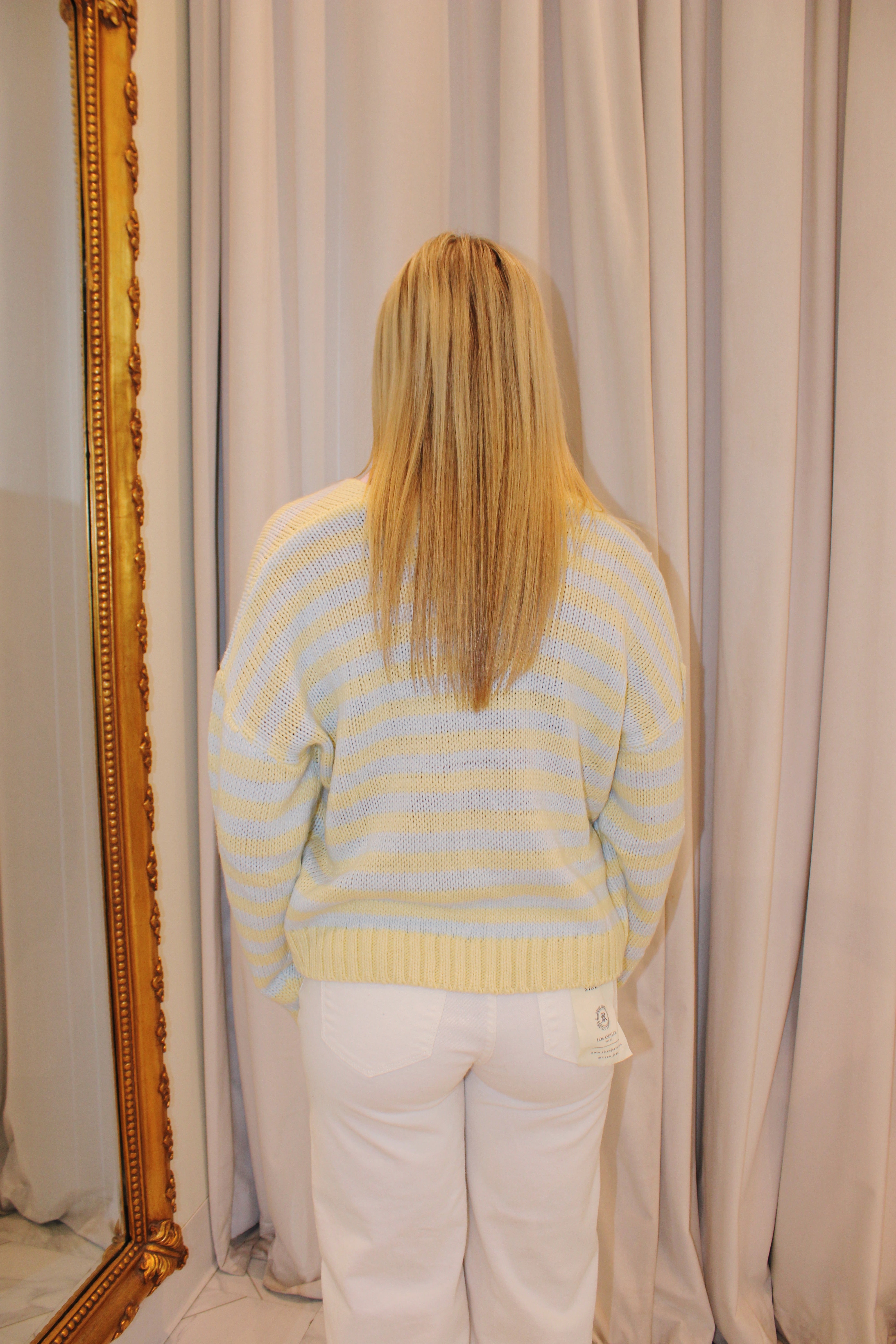 Weekend On Repeat Sweater - Yellow & Blue