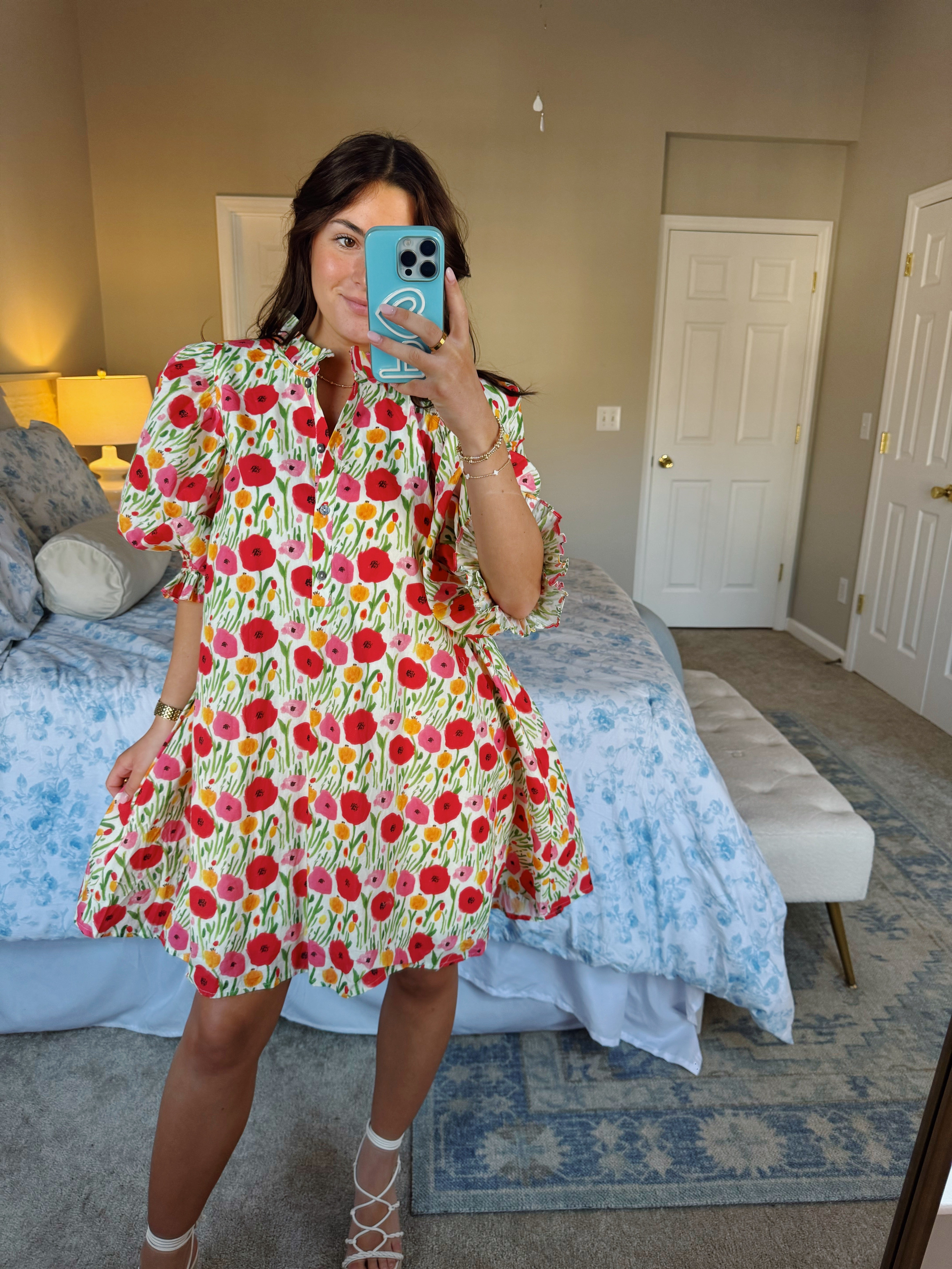 Stop And Stare Dress - Red Floral