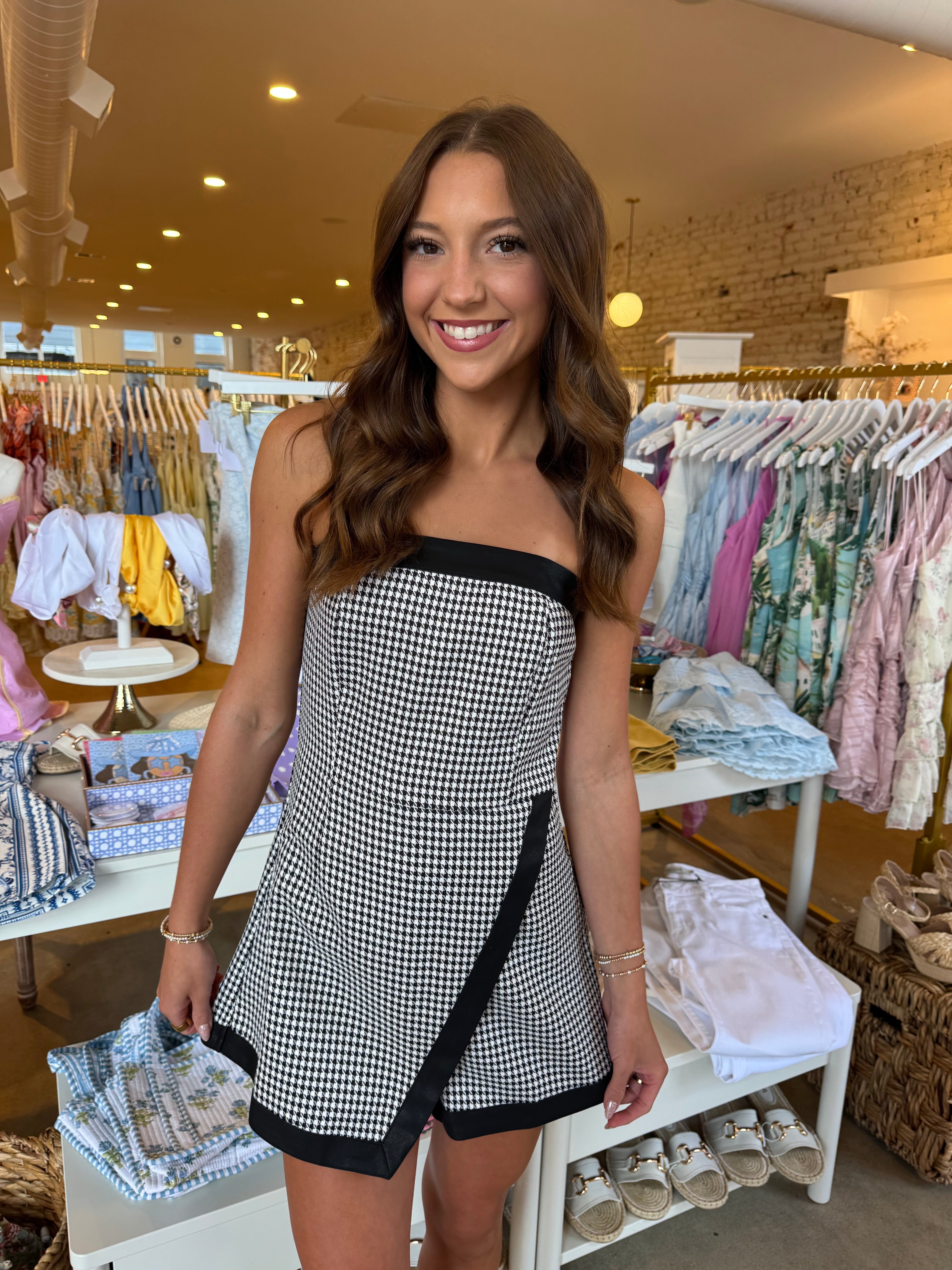 Paint It Black Romper - Black Houndstooth