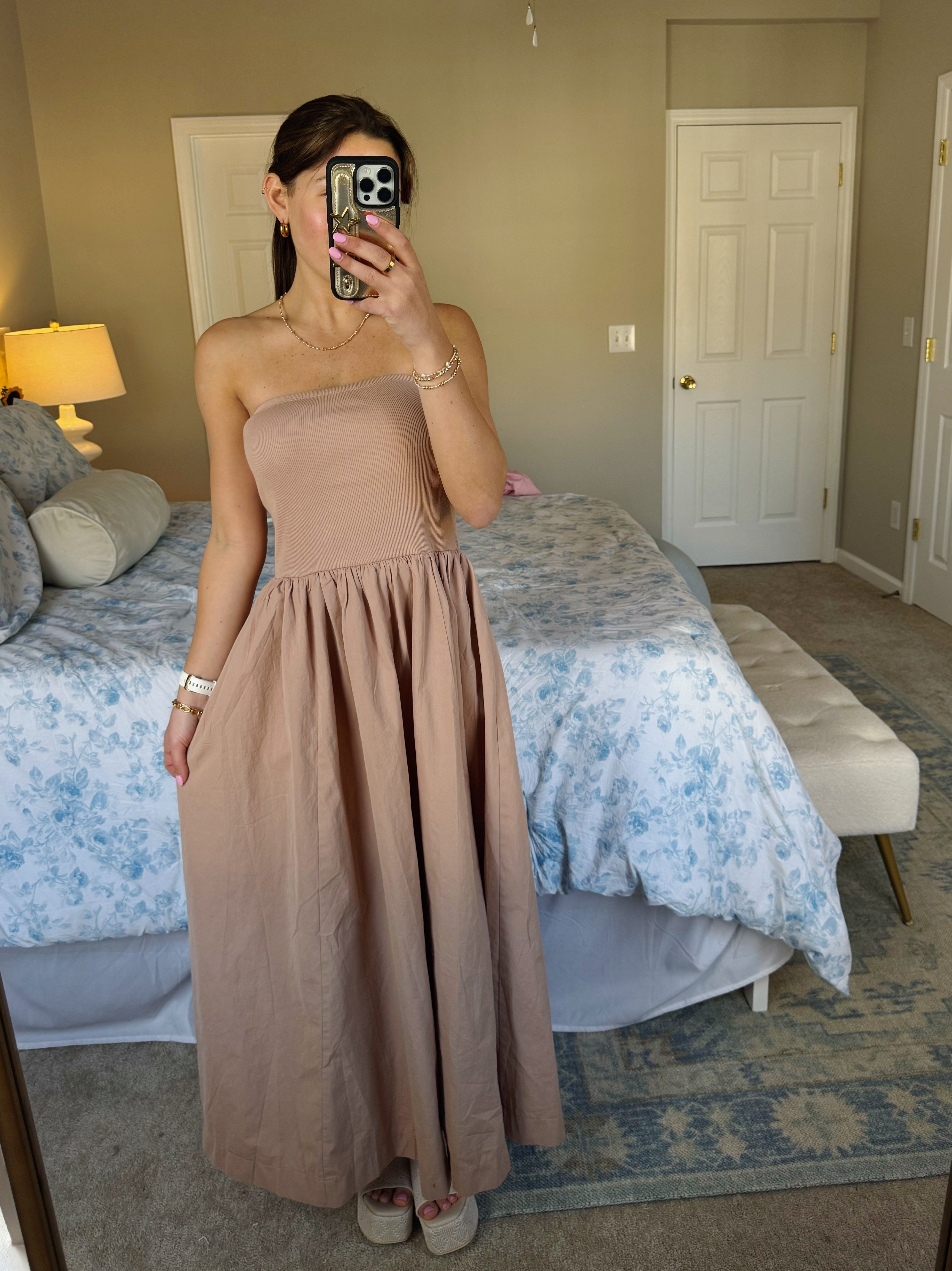 Up To Date Midi Dress - Tan