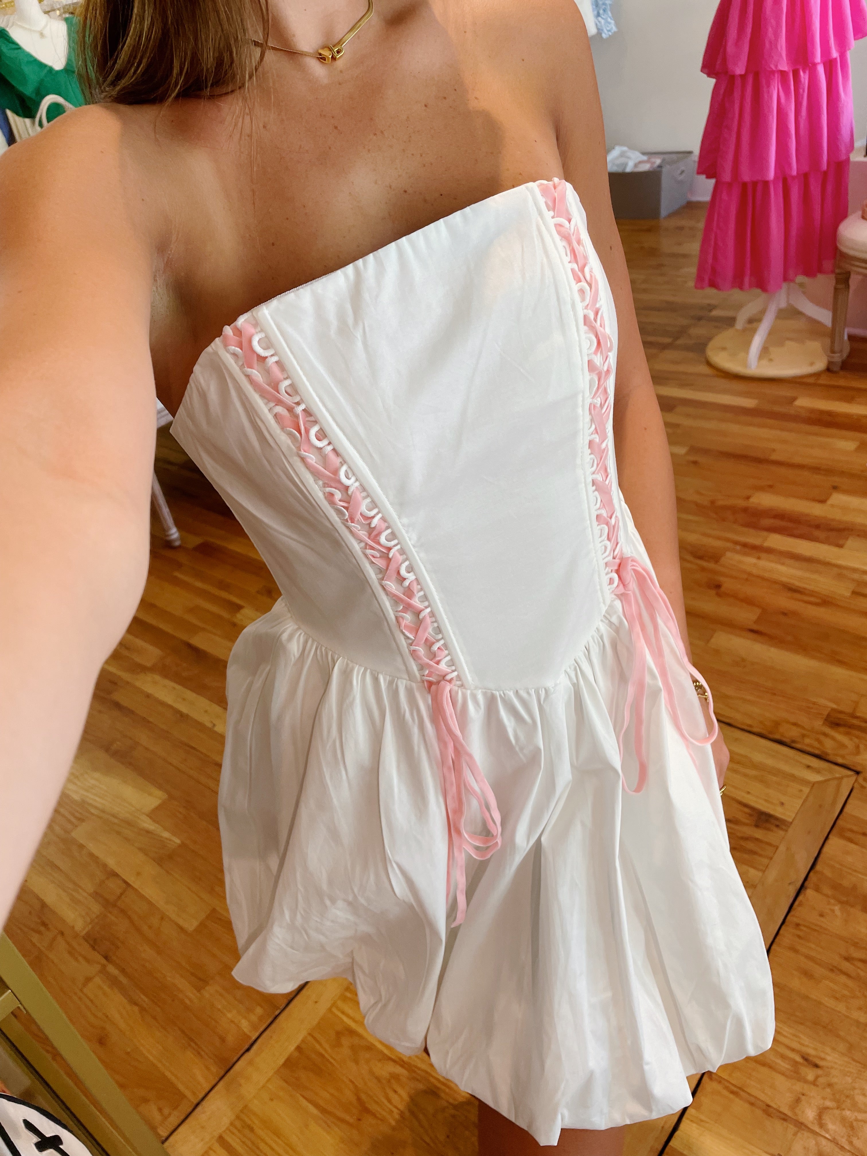 Free Your Mind Lace Detail Bubble Hem Dress - White