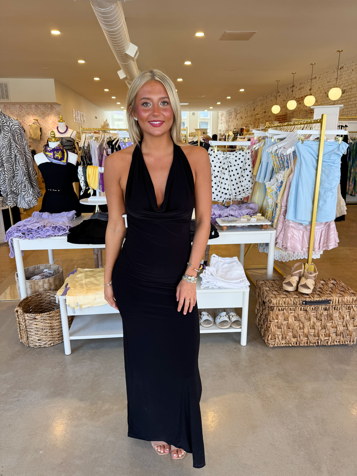 Midnight Meeting Soft Knit Maxi Dress - Black