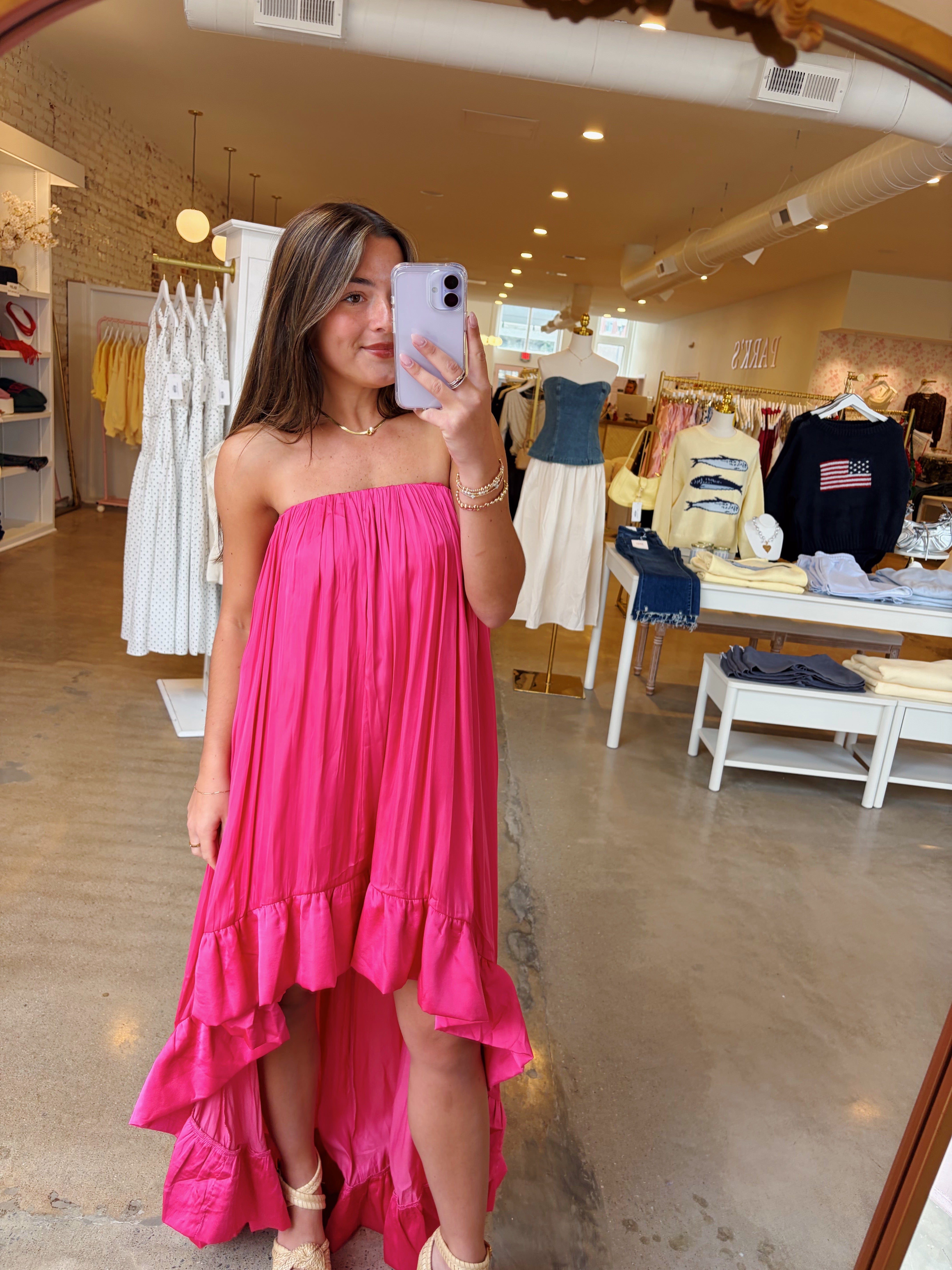 Valerie High Low Dress - Hot Pink