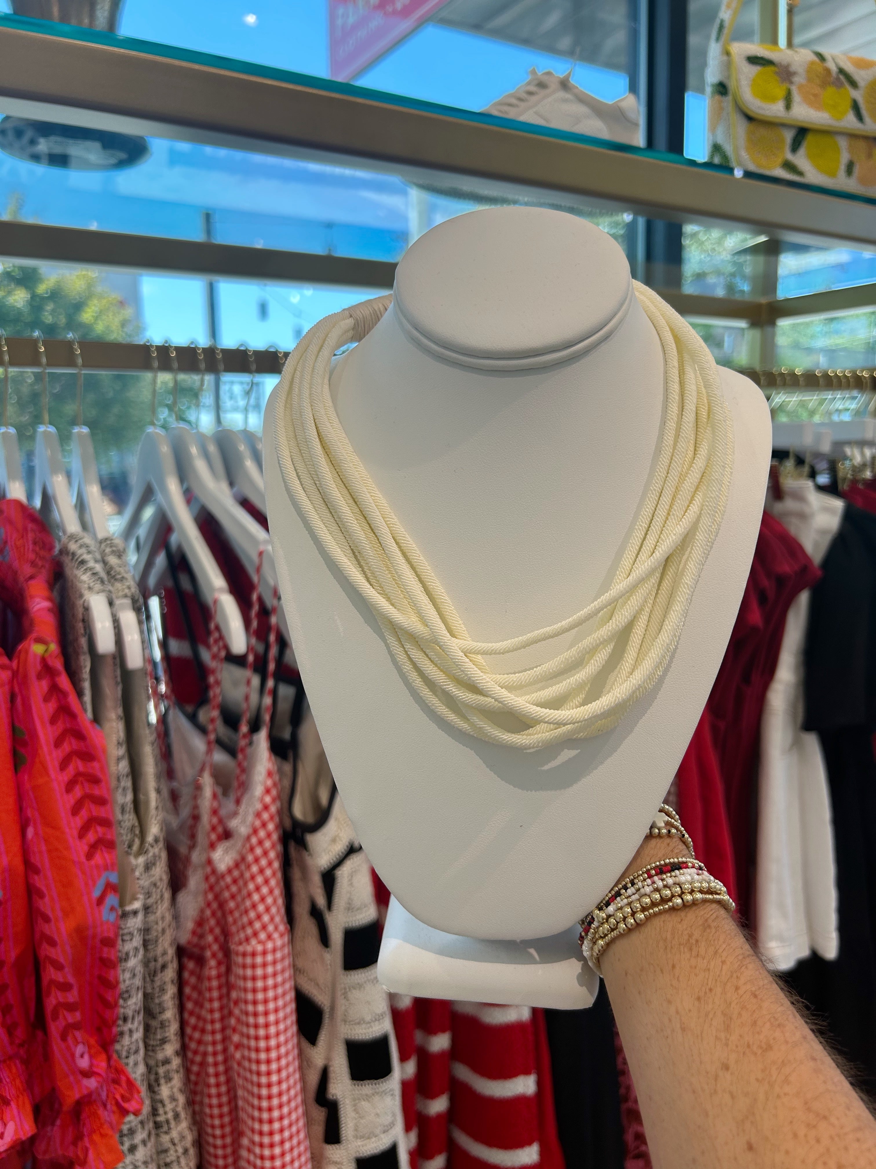 Rope Layer Necklace - White