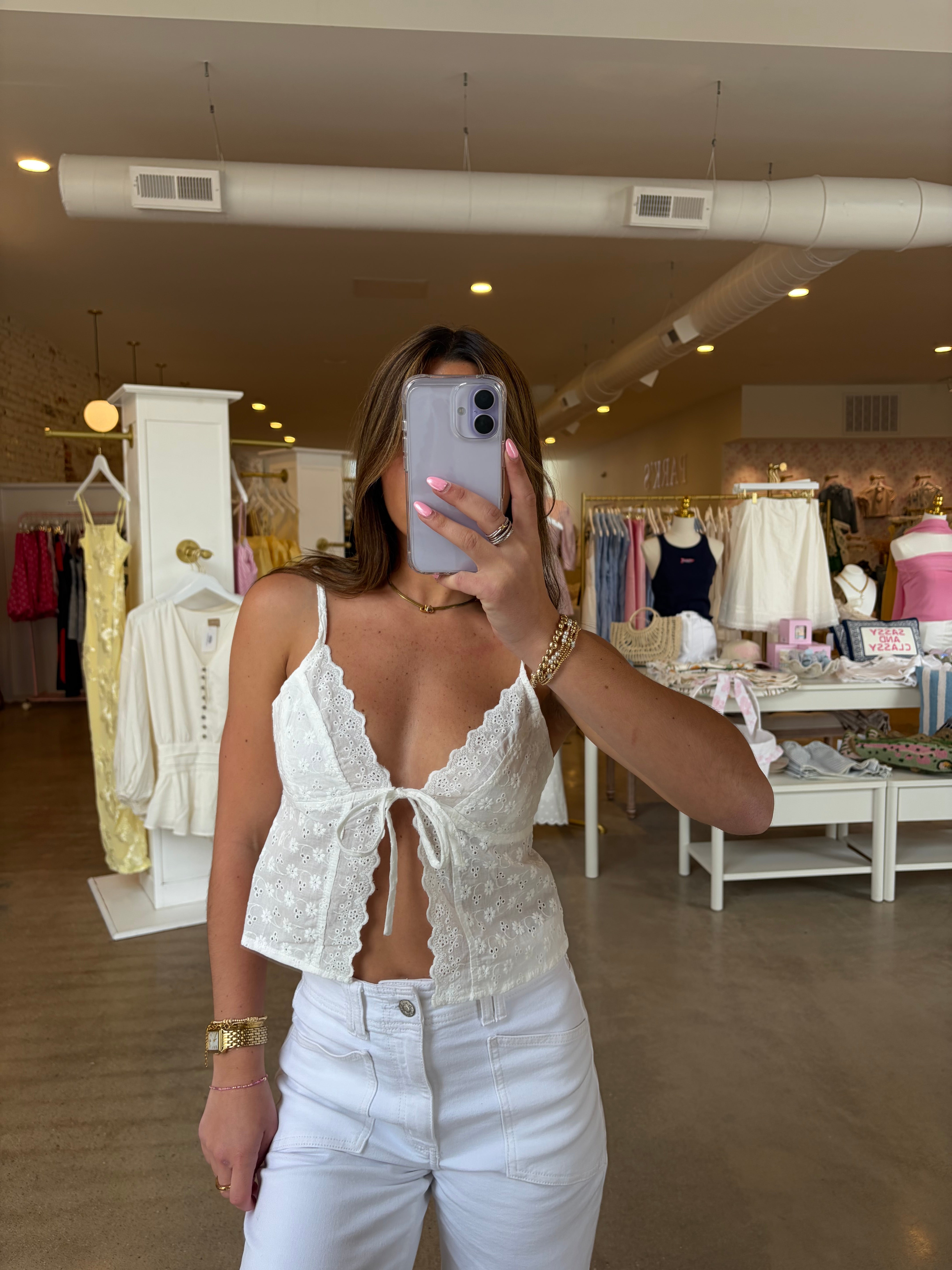 Madelyn Eyelet Lace Top - White