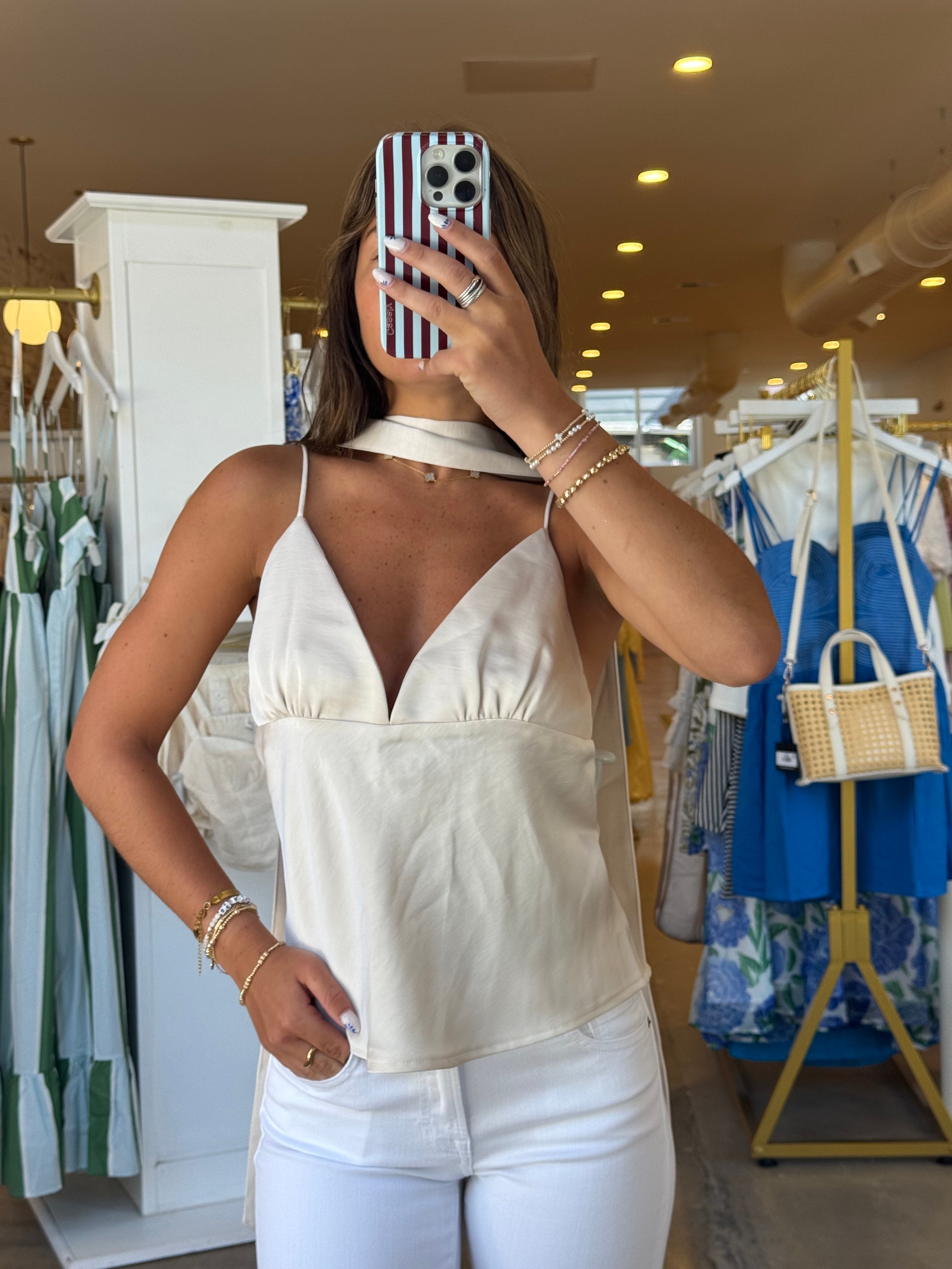 Roxanne Satin Top - Cream Champagne