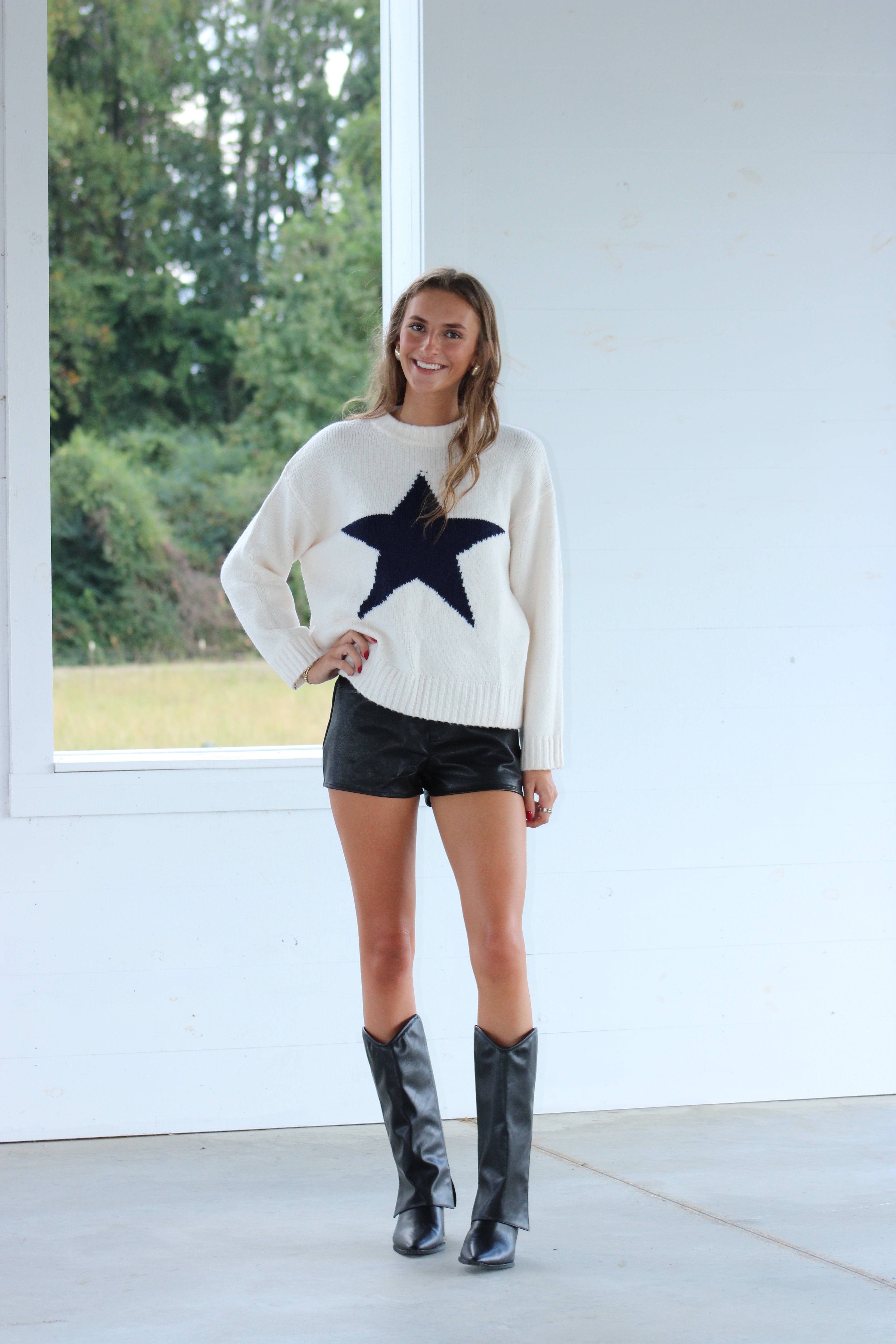 Super Star Sweater - Ivory & Navy