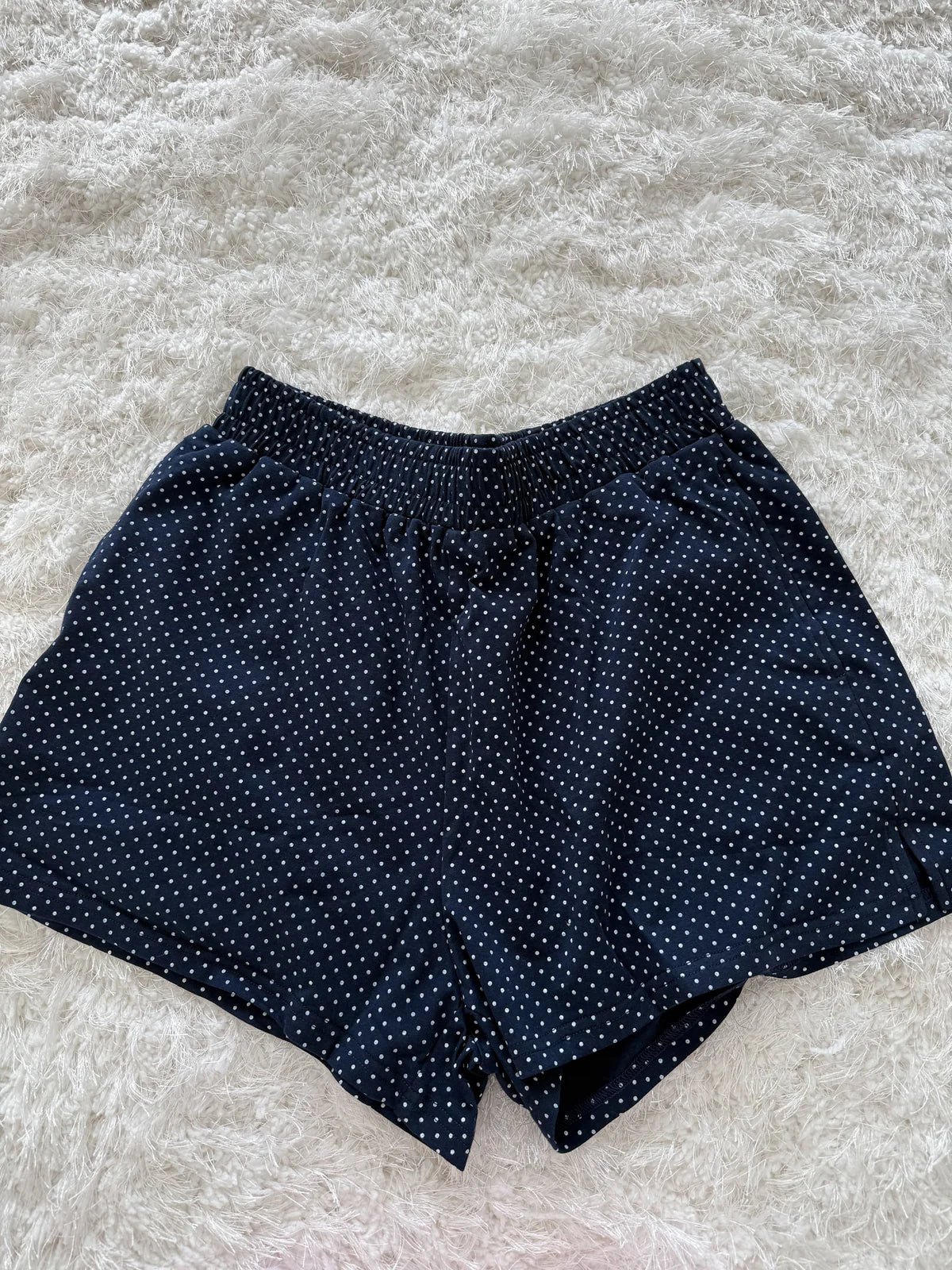 Navy Blue Polka Dot Lounge Shorts
