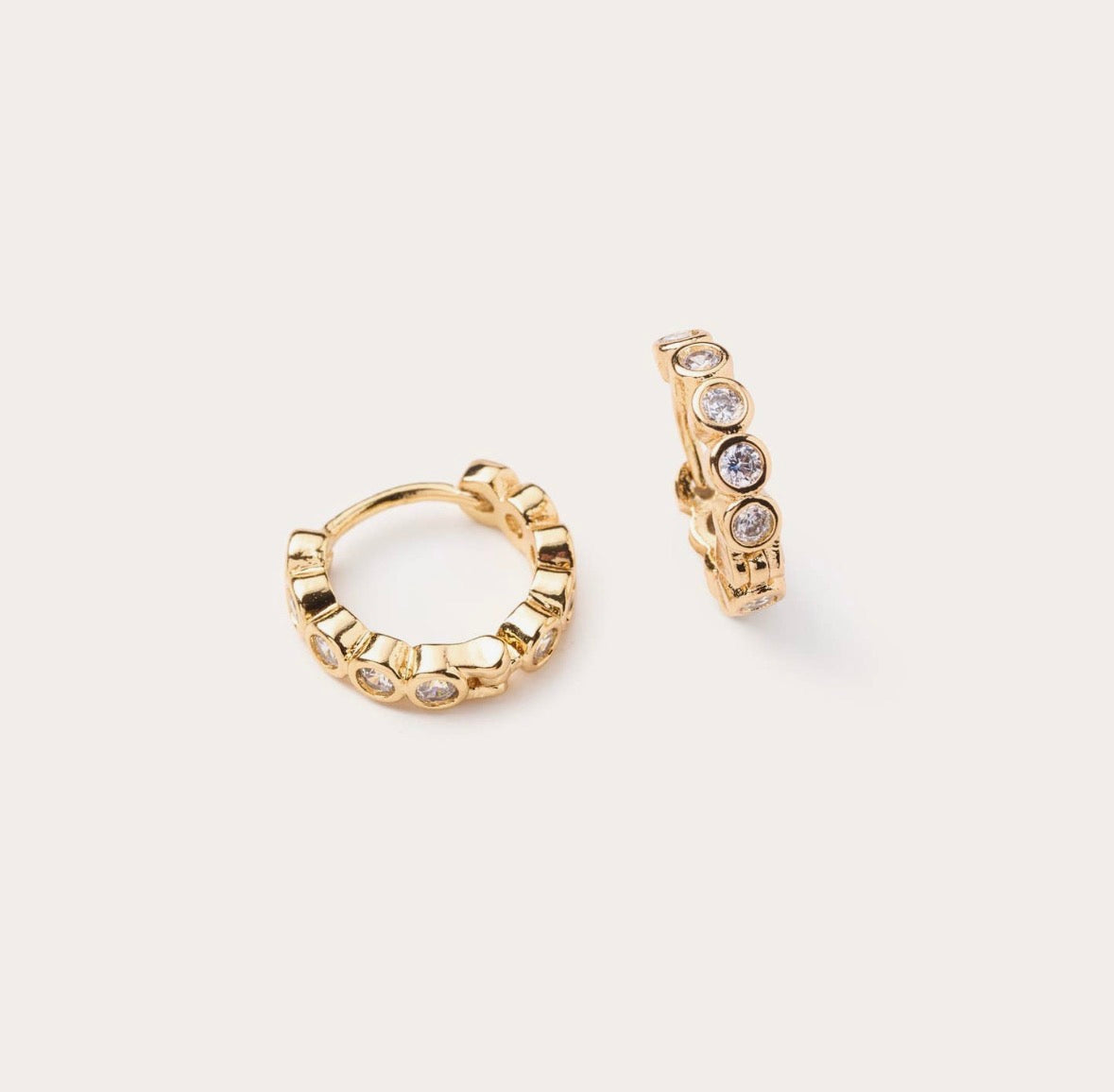 Celia Circle Gem Huggies- Gold