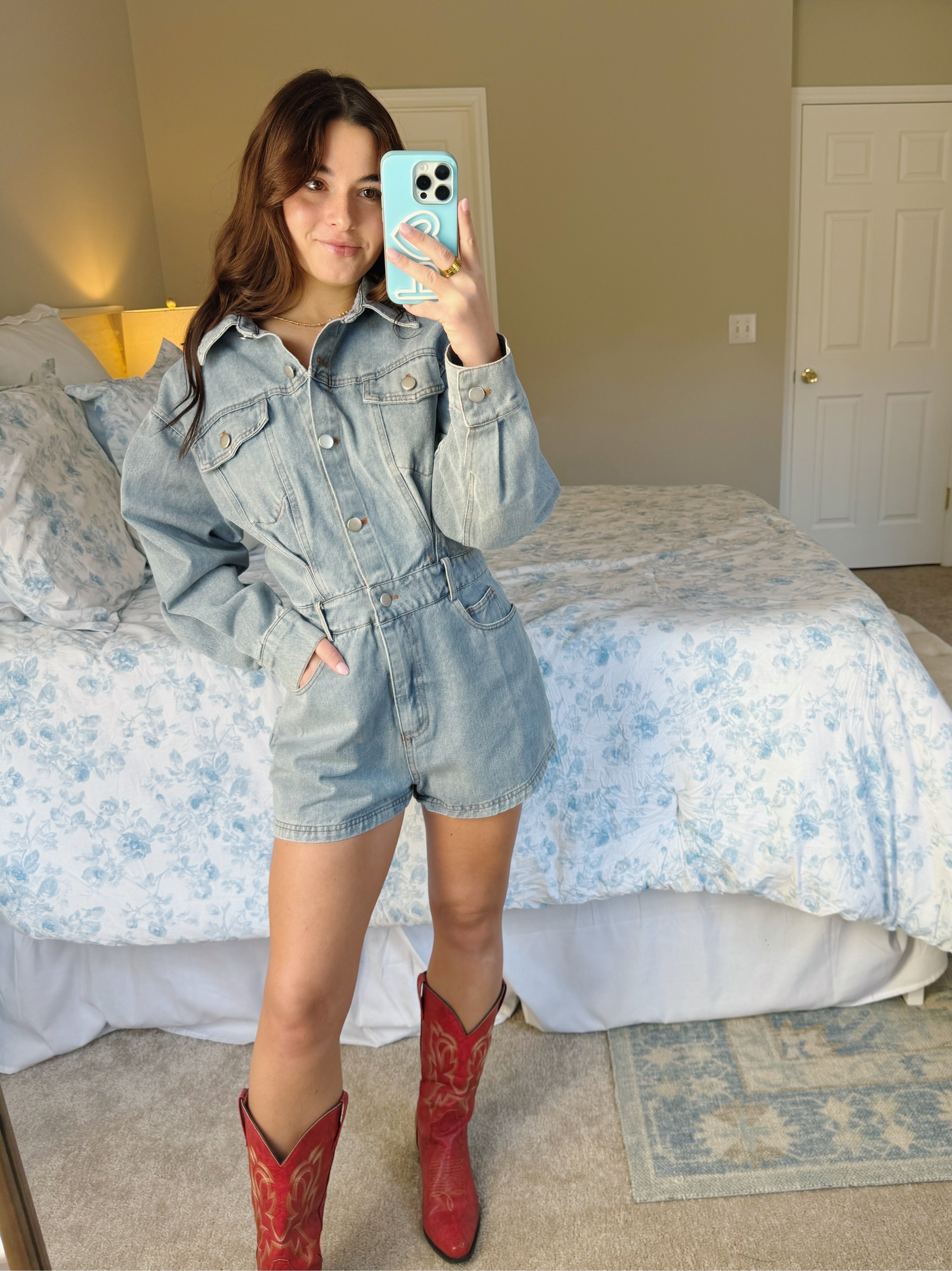 Signature Denim Romper - Light Denim