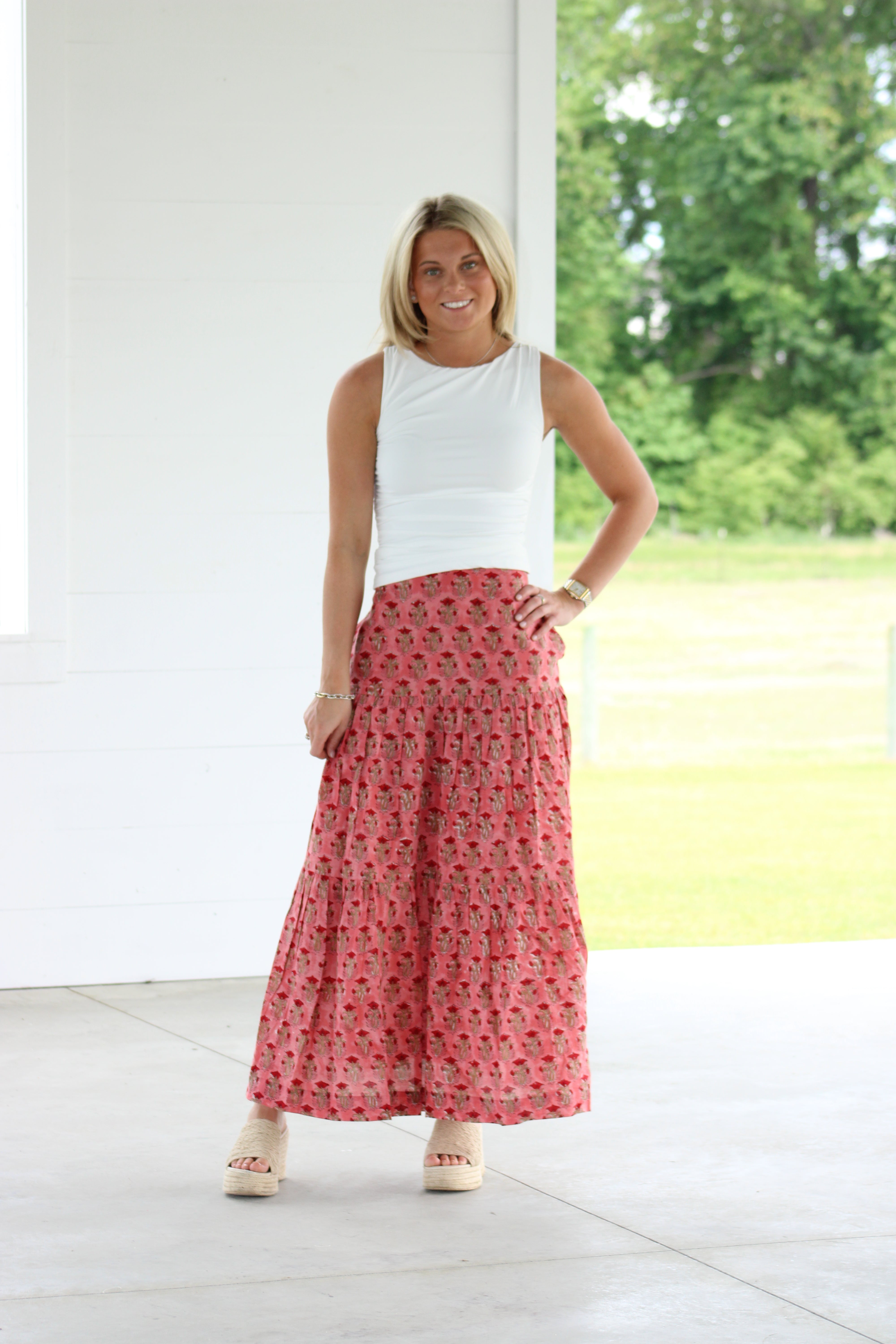 Serefina Midi Skirt - Coral