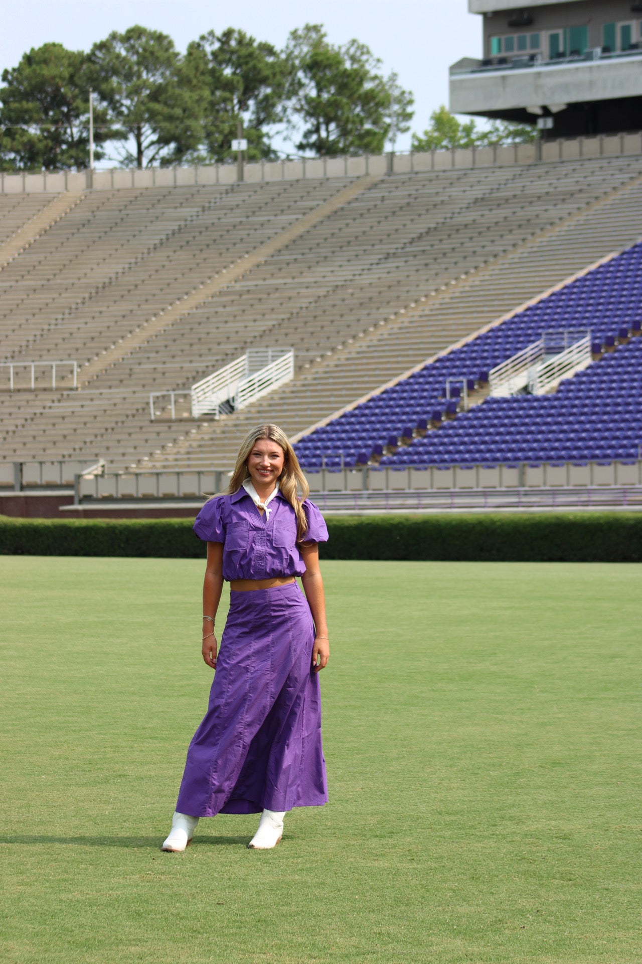 Something In Between Top & Midi Skirt Set - Purple