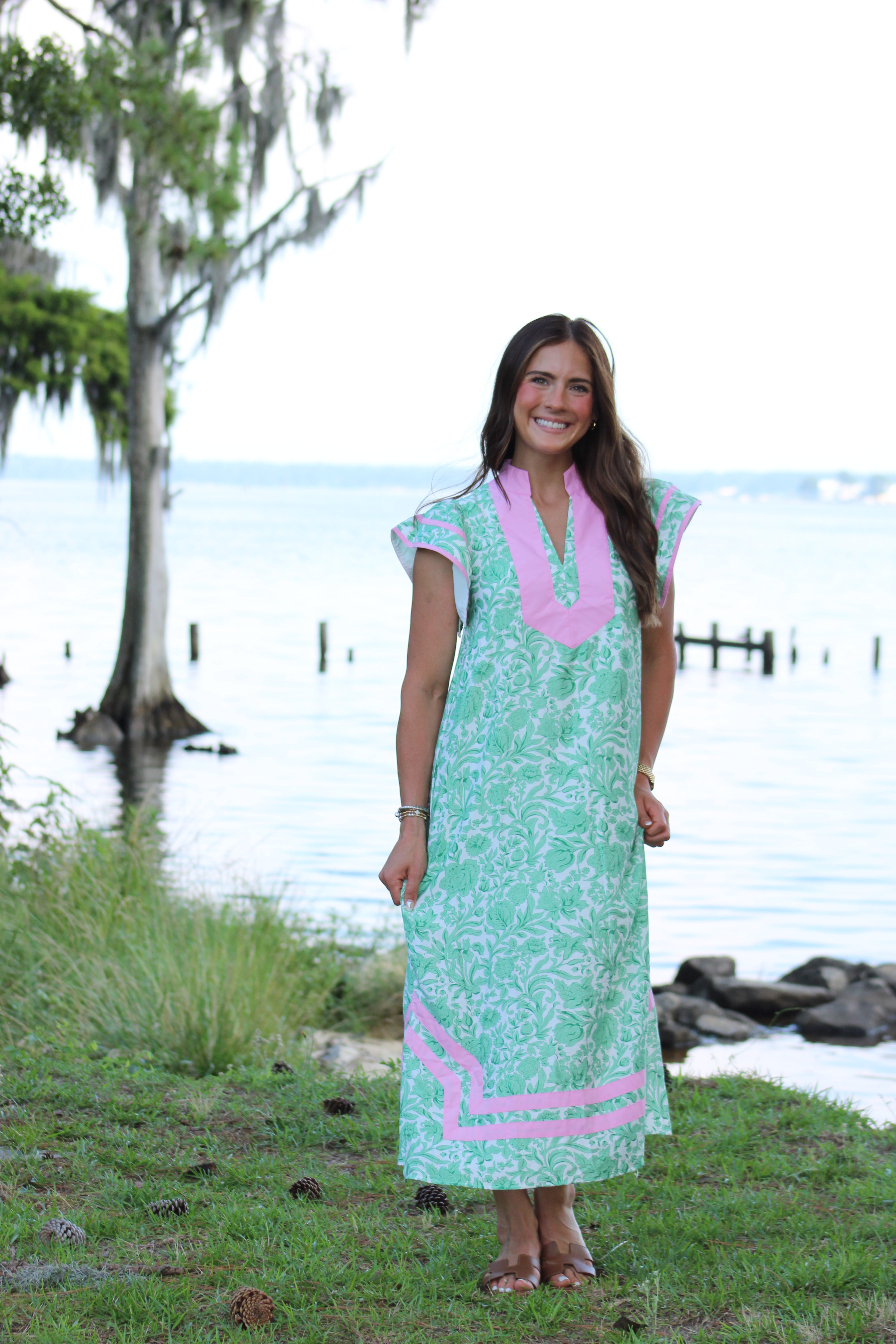 Easy Sunday Midi Dress - Pink & Green
