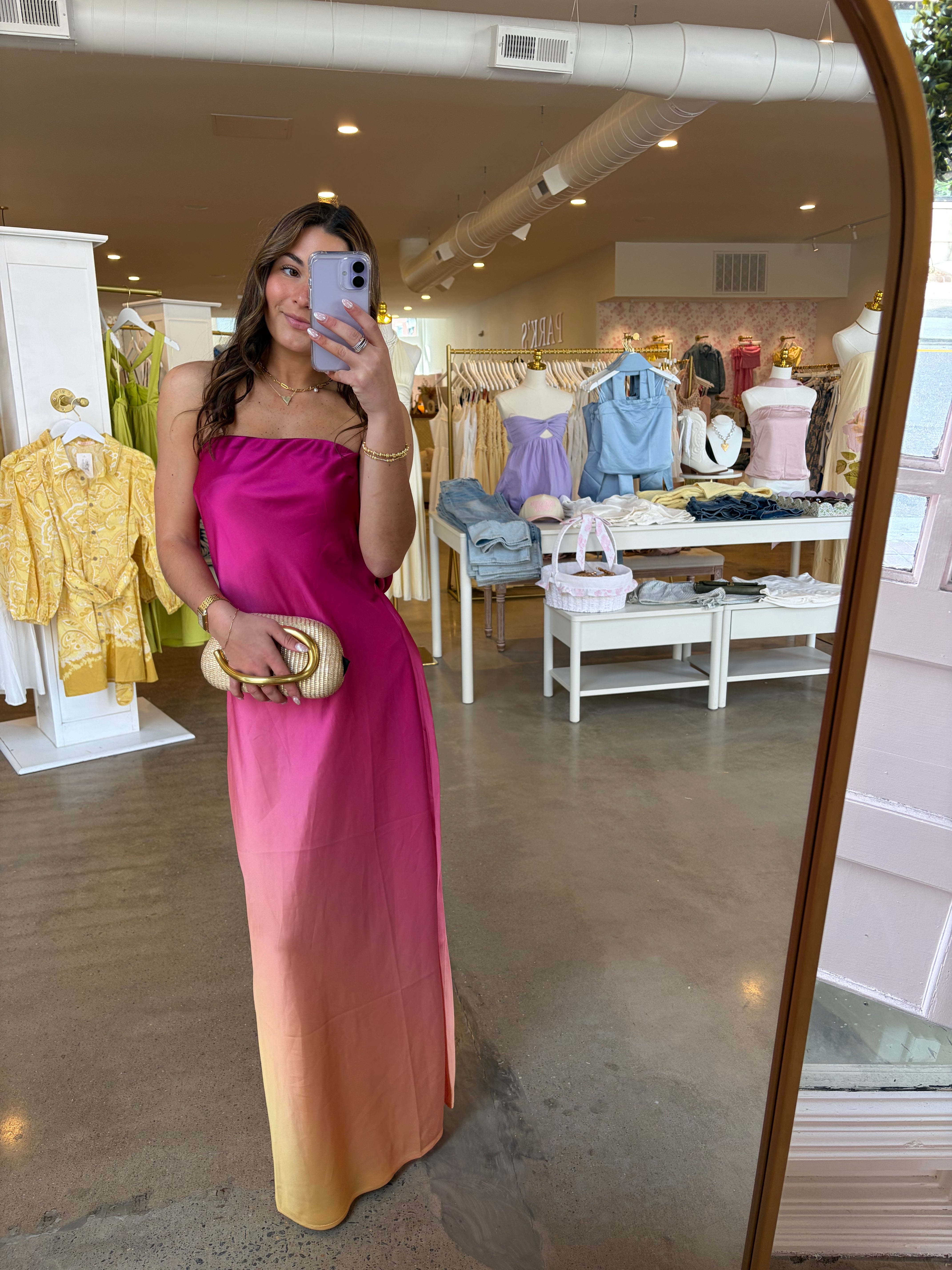Tequila Sunrise Midi Dress - Pink Ombre
