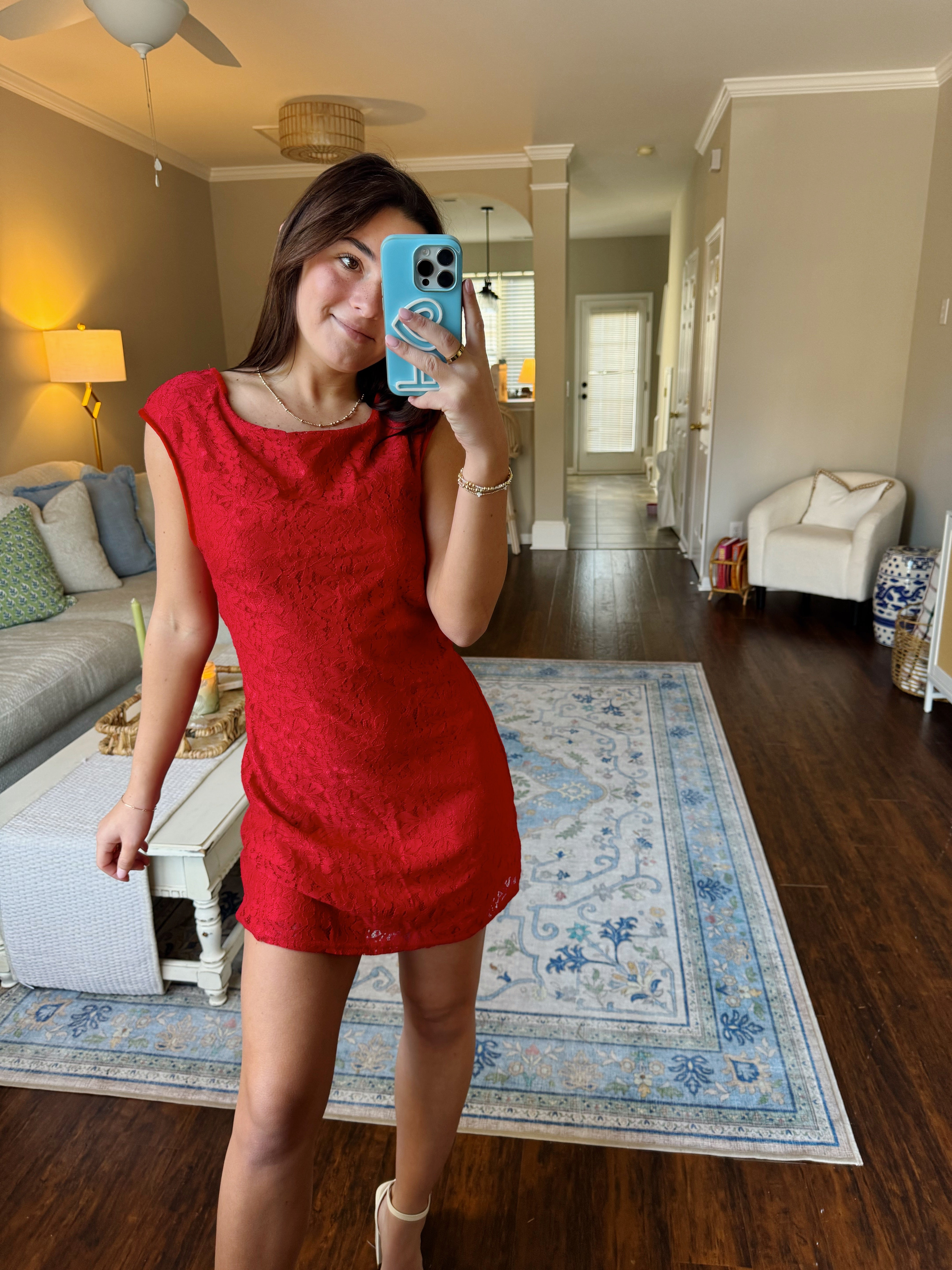 Just Like Magic Lace Dress - Red